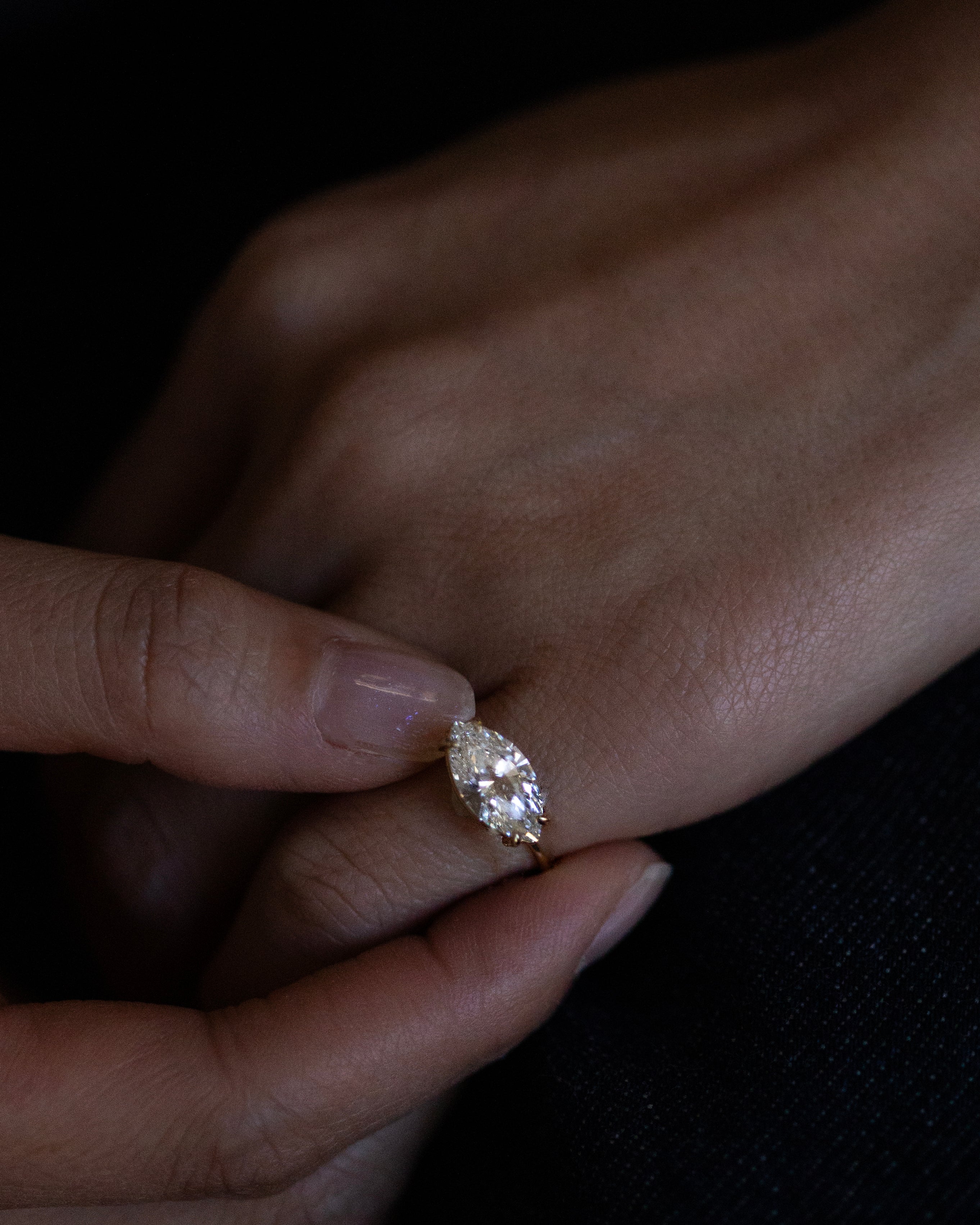 Marquise East West Pinky Ring