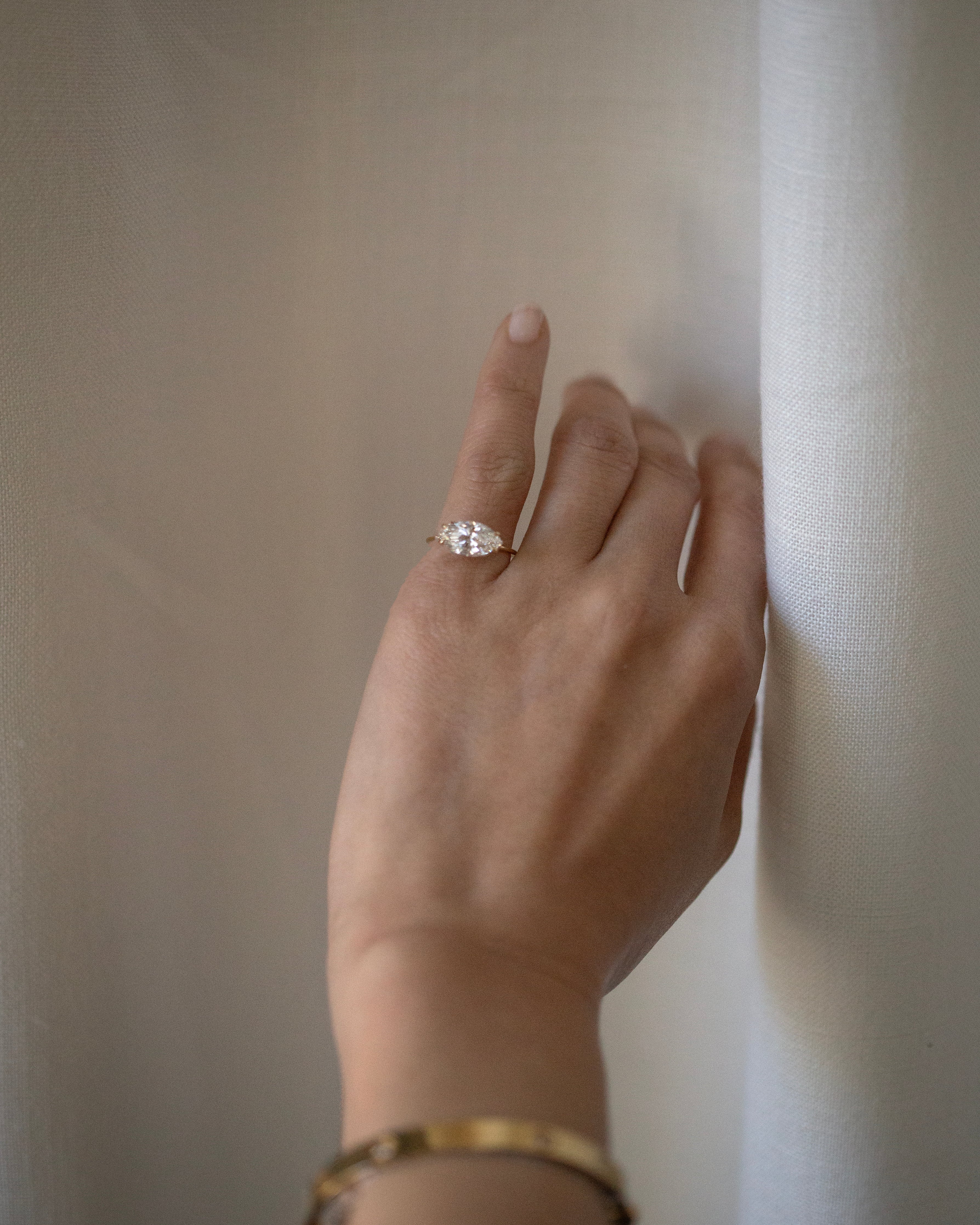 Marquise East West Pinky Ring - Image 2