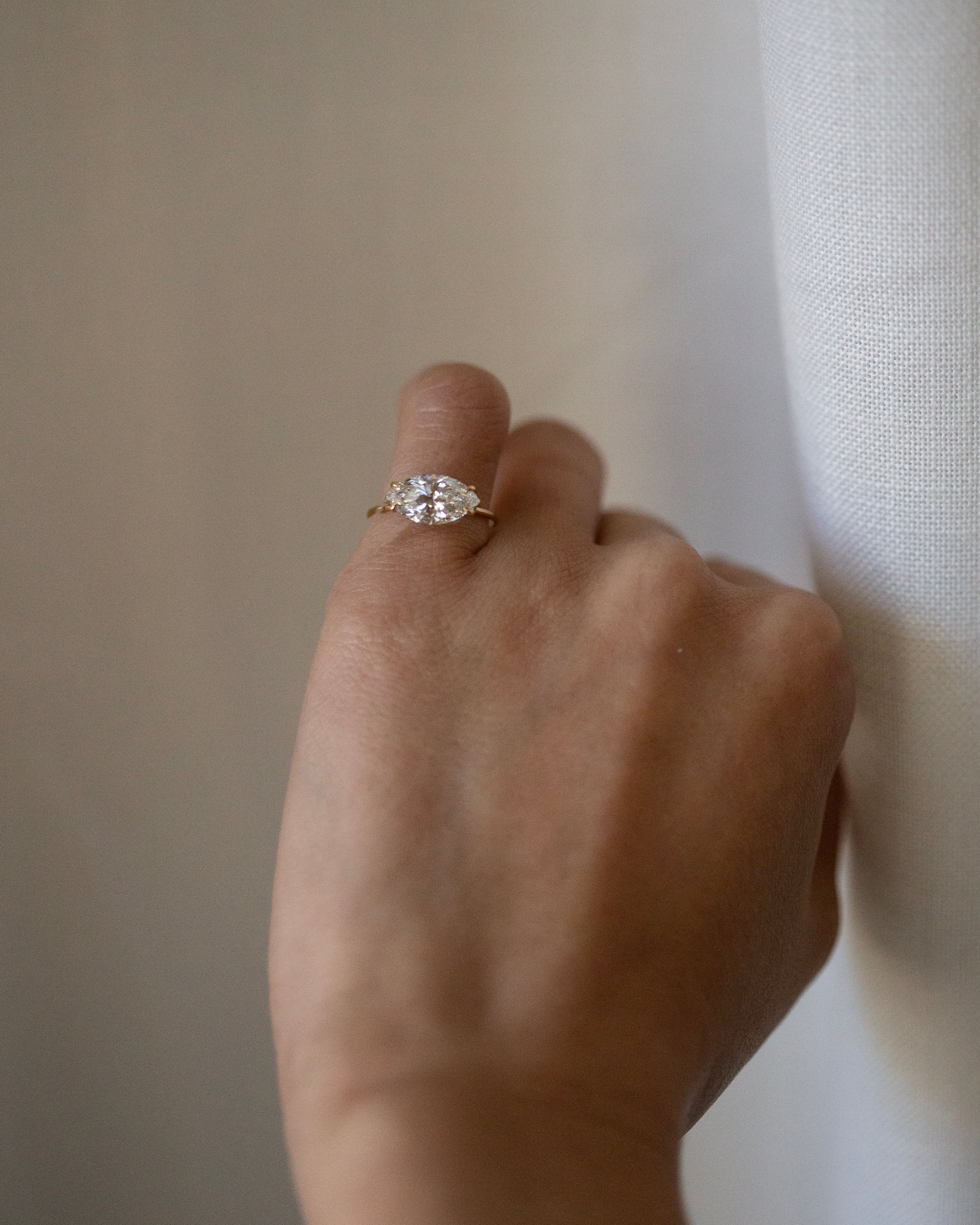 Marquise East West Pinky Ring - Image 3