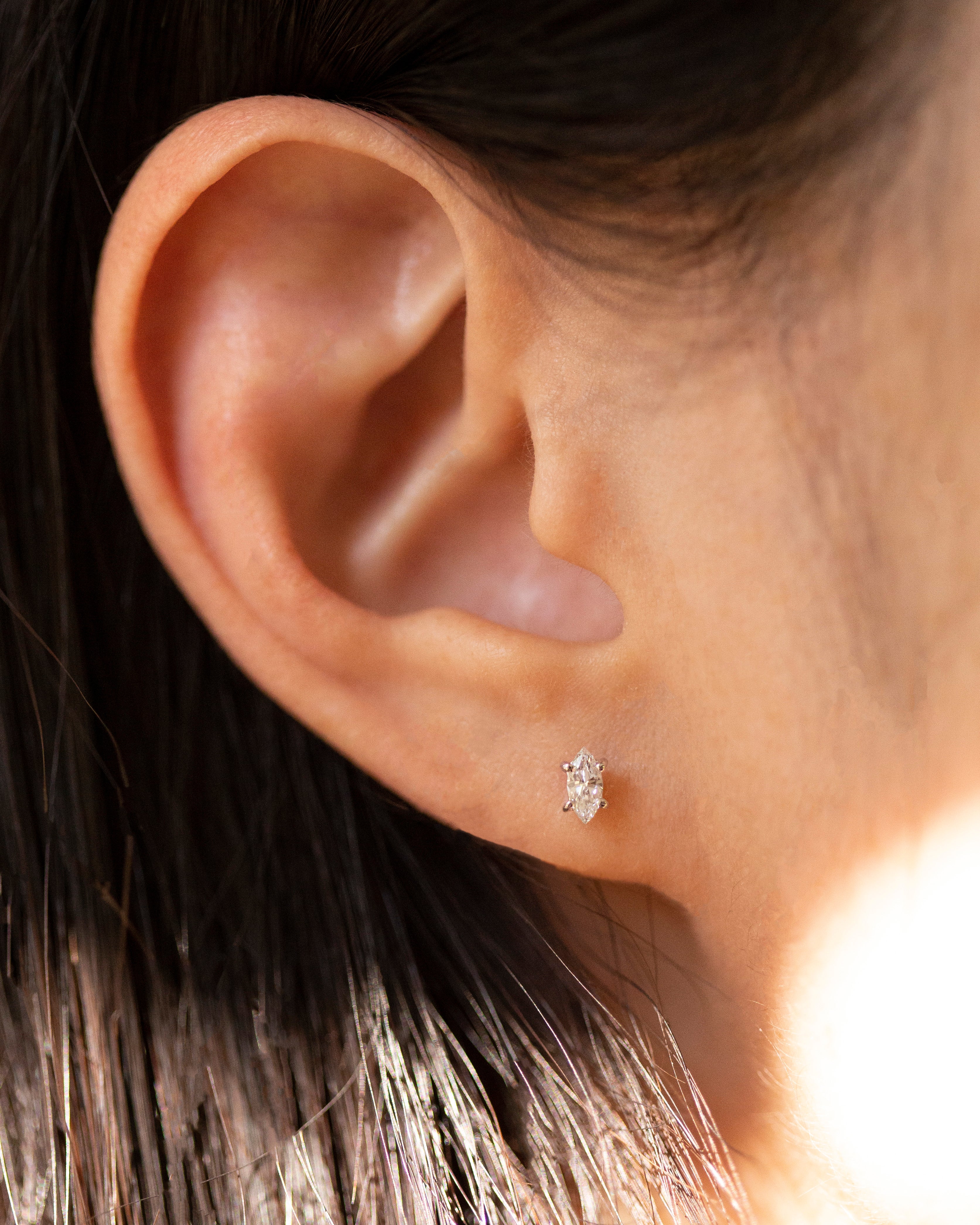 Marquise Lab Diamond Stud Earrings 0.5 ct total diamond | 14k Solid Gold Minimalist Diamond Earrings - Image 2