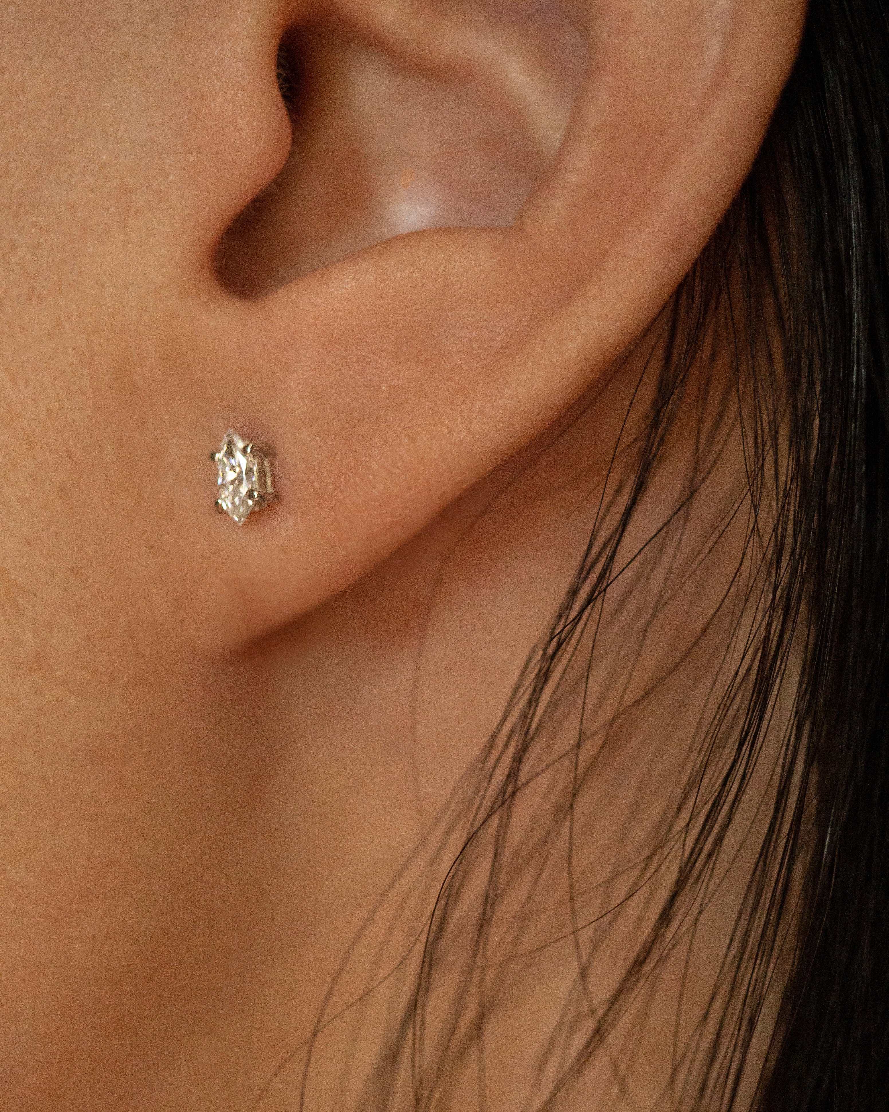 Marquise Lab Diamond Stud Earrings 0.5 ct total diamond | 14k Solid Gold Minimalist Diamond Earrings - Image 4
