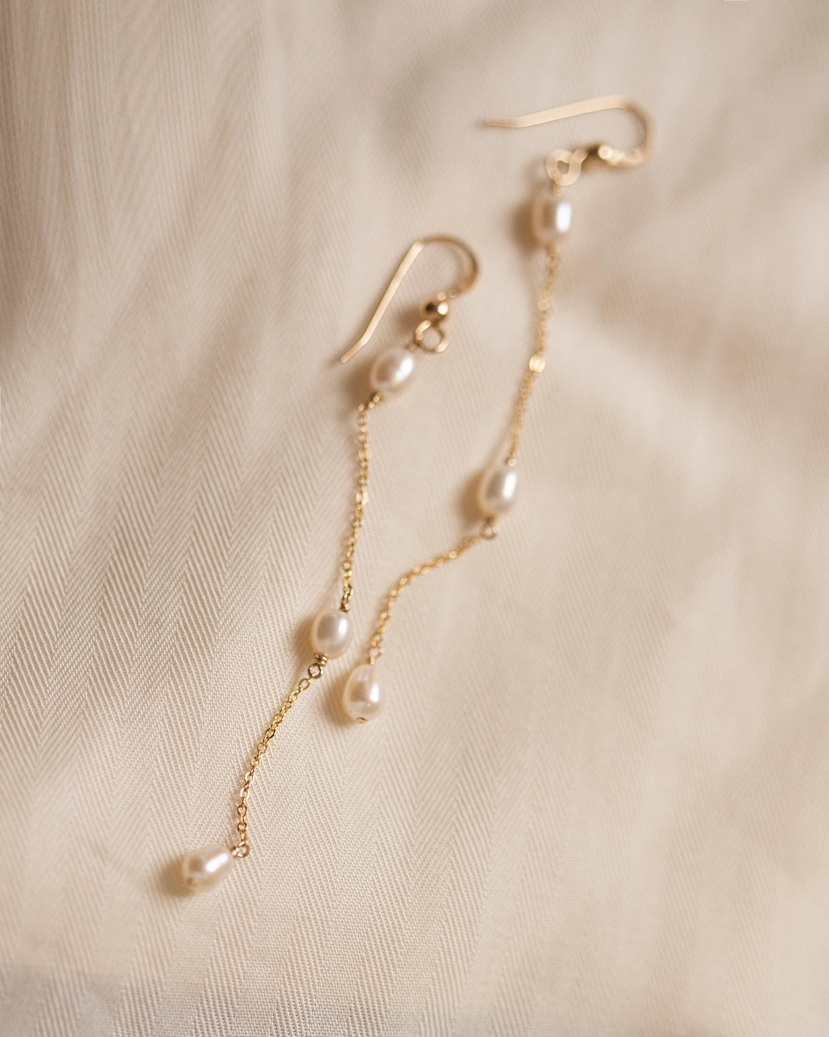 Natural Fresh Water Pearl Drop Earrings in 14k Solid Gold