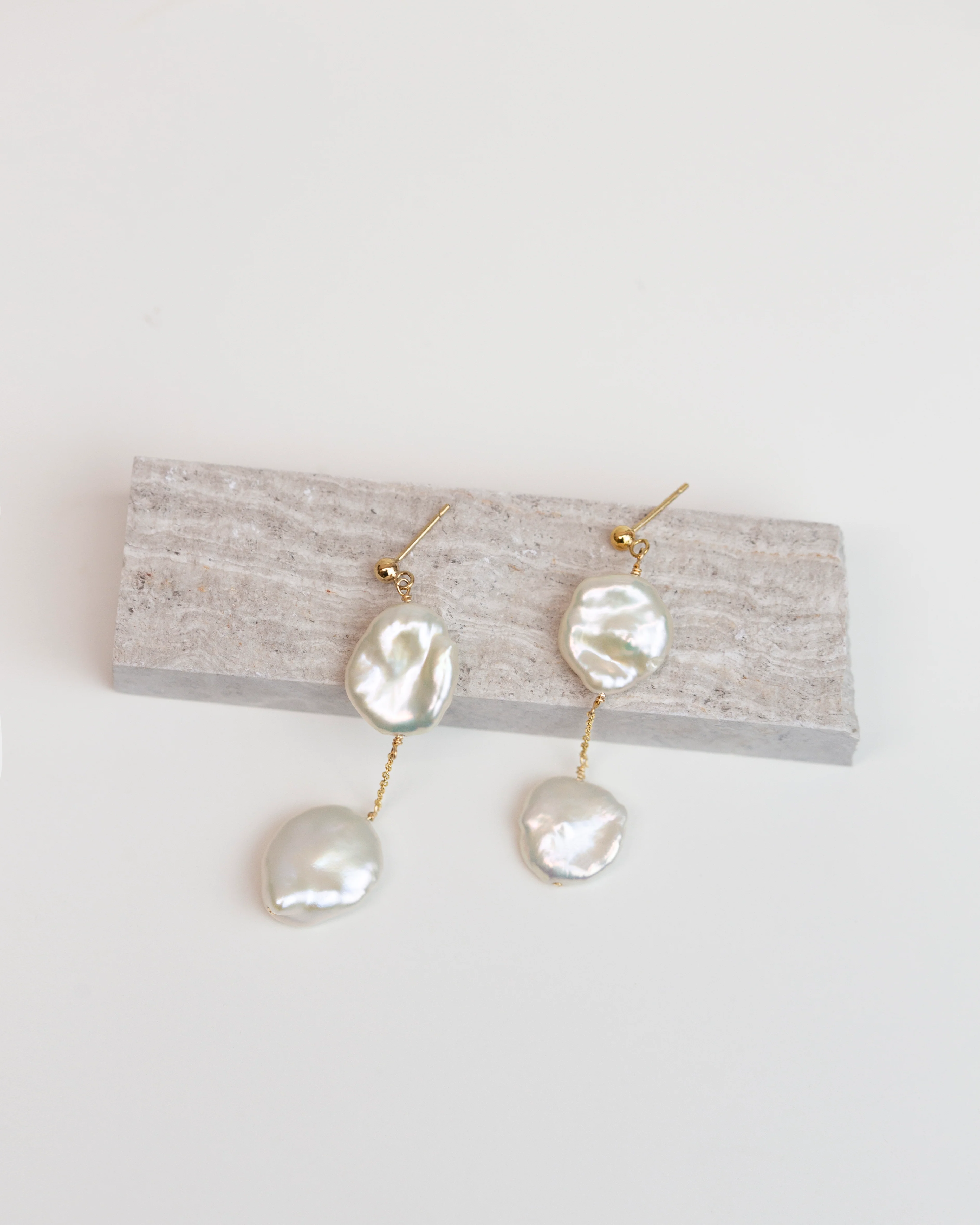 Organic Pearl Drop Earrings - Image 3
