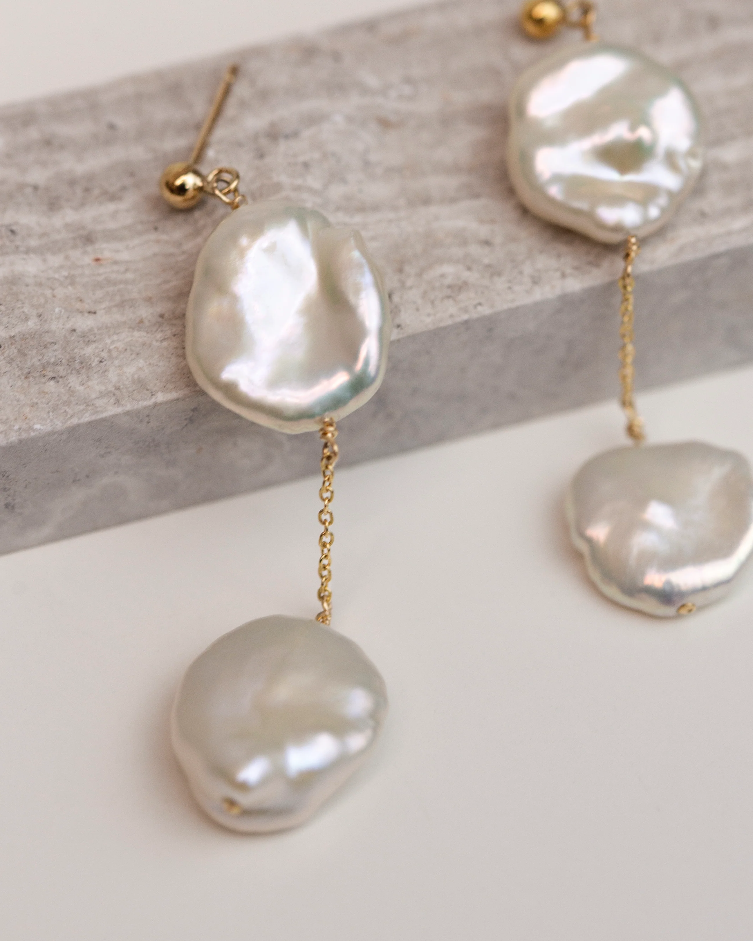Organic Pearl Drop Earrings - Image 4