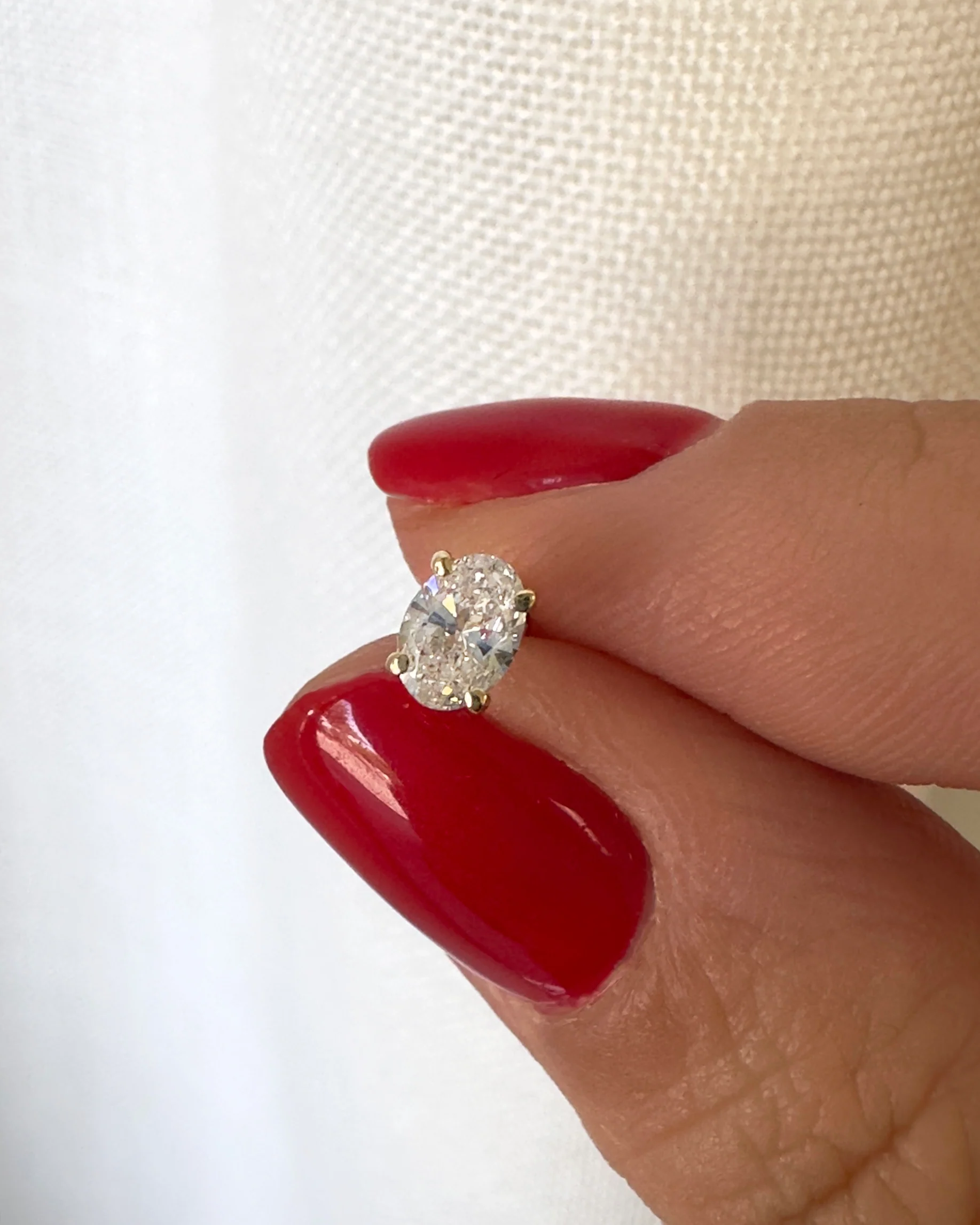 Oval Diamond Flat Back Earring