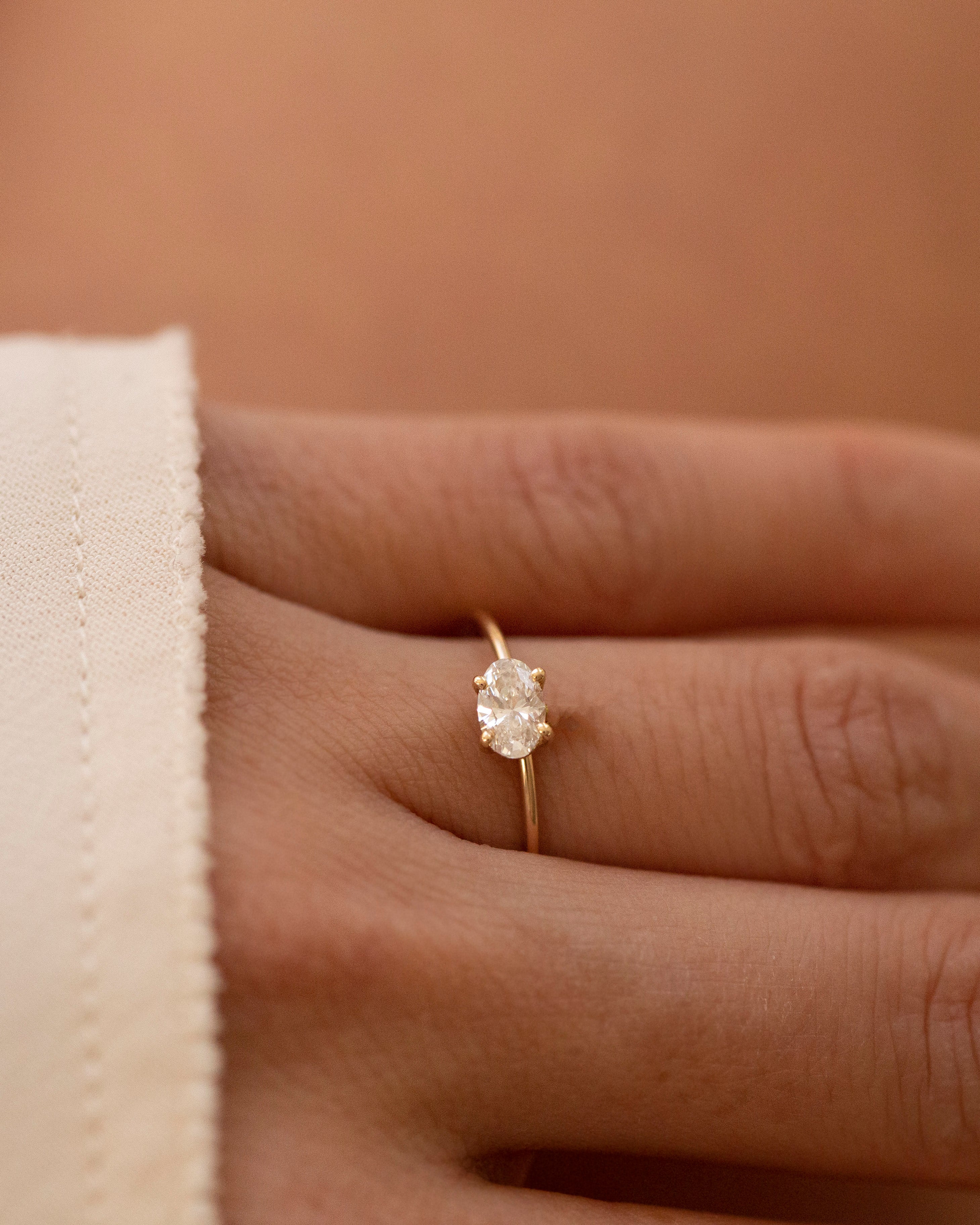 Oval Lab Diamond Ring East West Set in Solid 14k Gold - Image 2