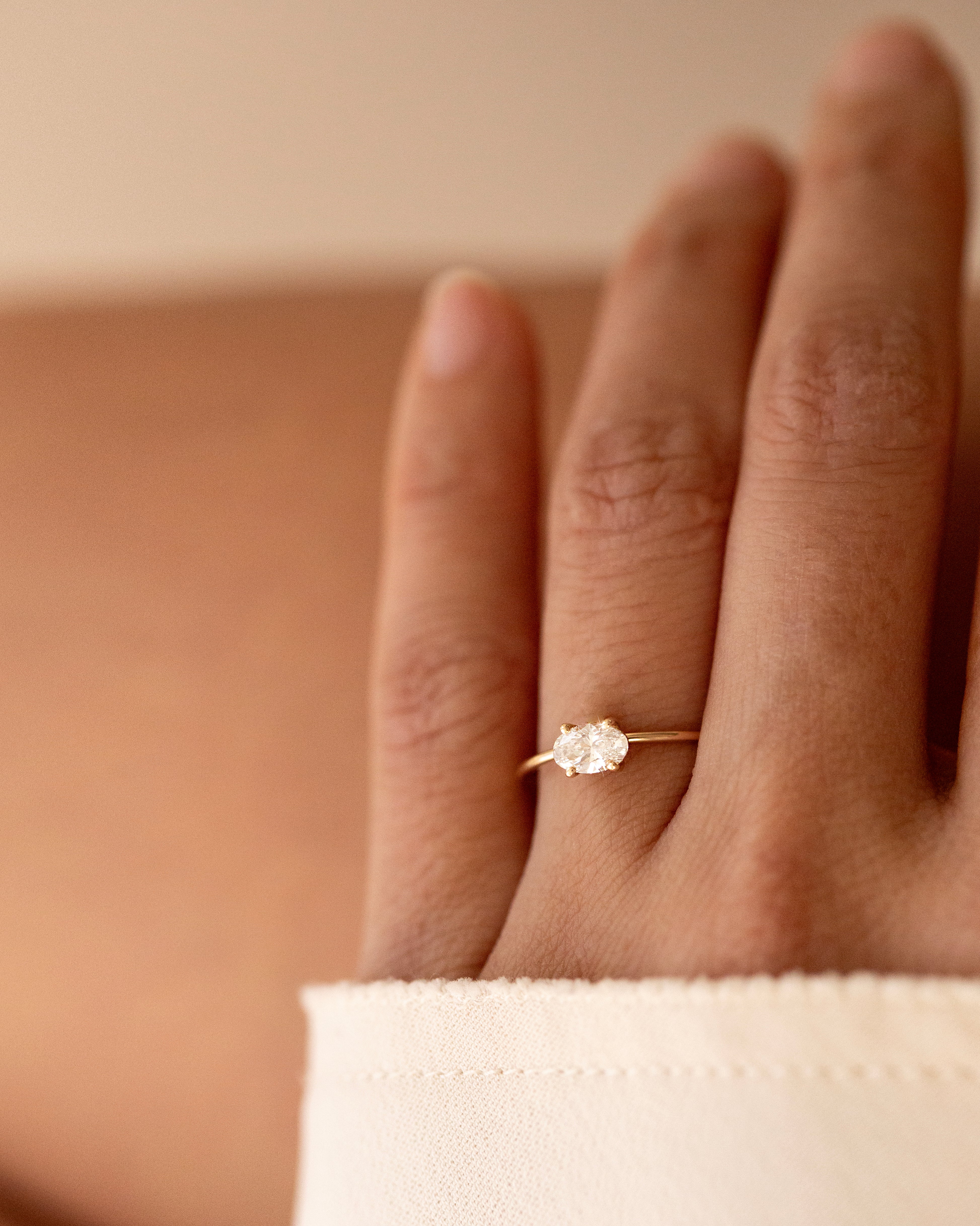 Oval Lab Diamond Ring East West Set in Solid 14k Gold - Image 4