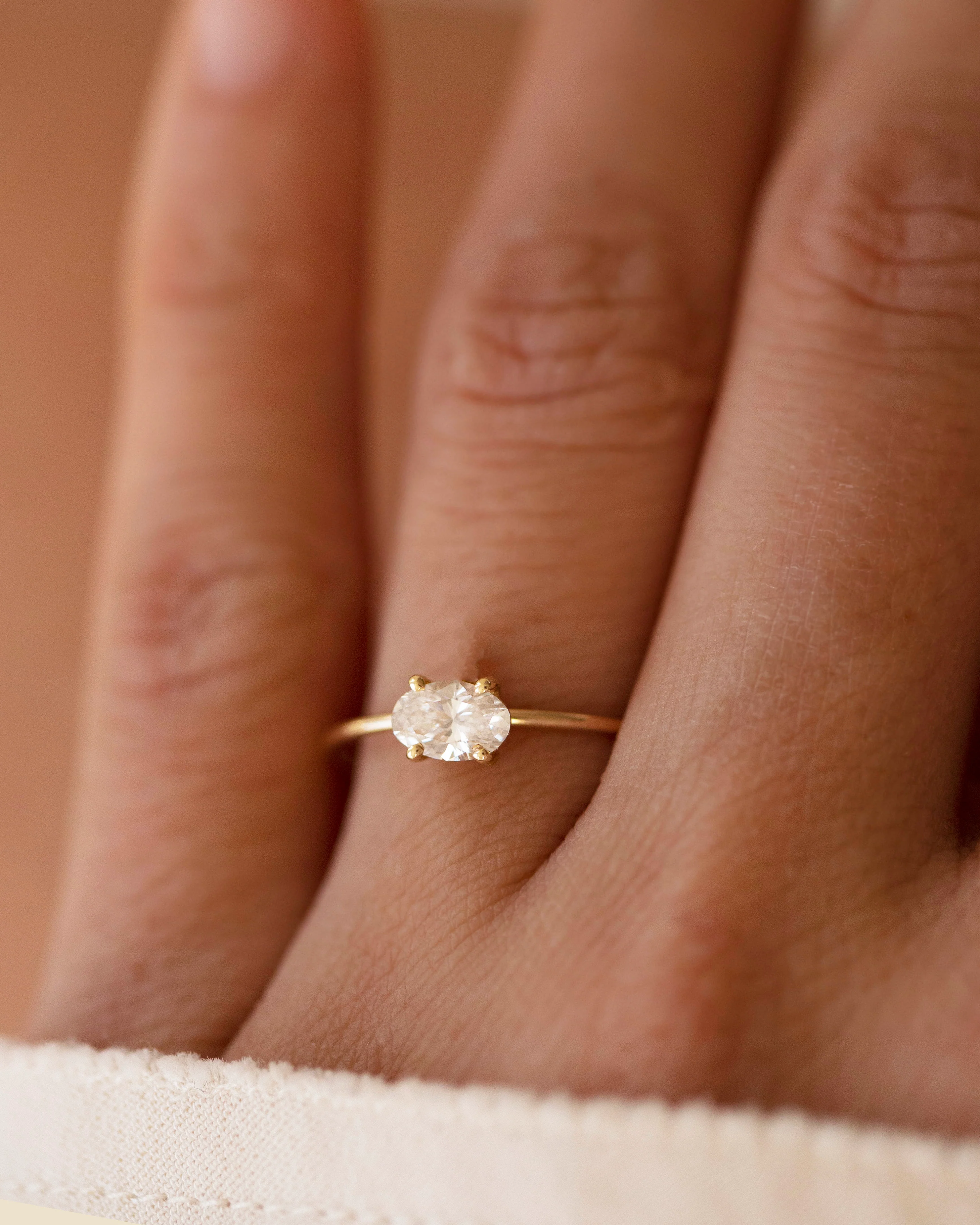 Oval Lab Diamond Ring East West Set in Solid 14k Gold - Image 6