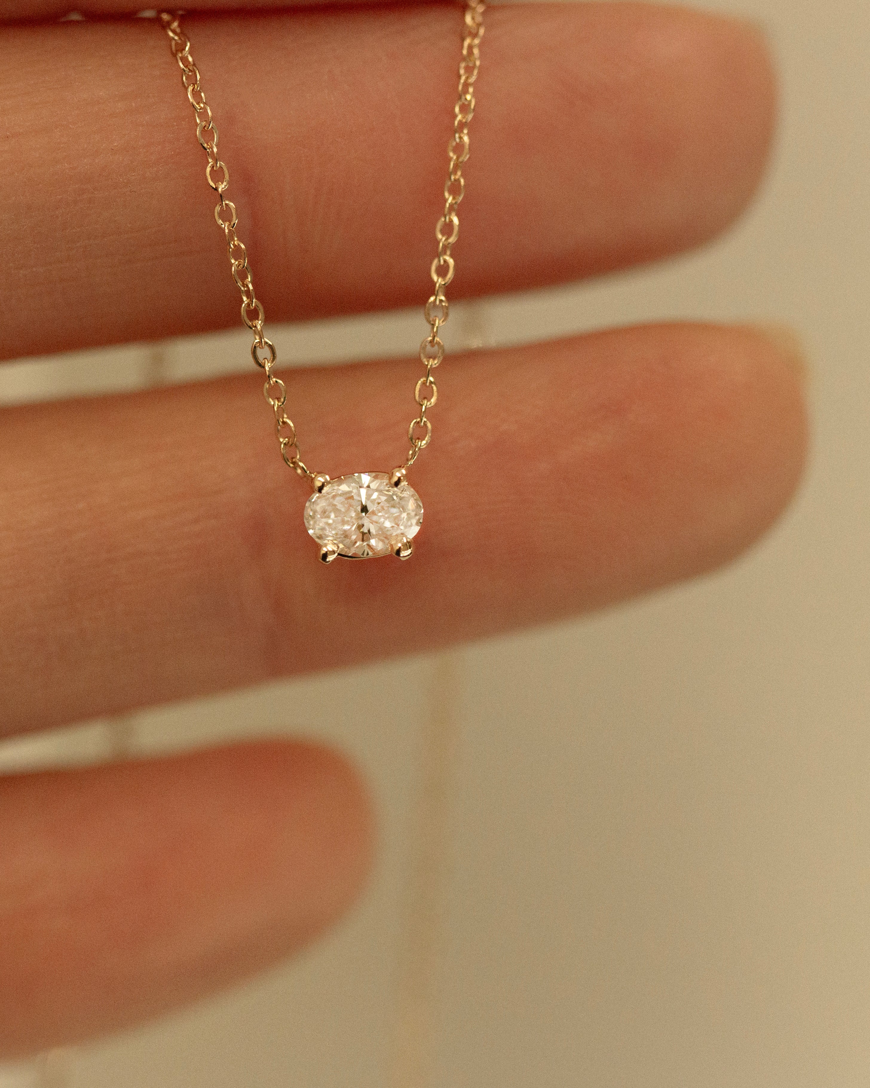 Oval Lab Grown Diamond Necklace.