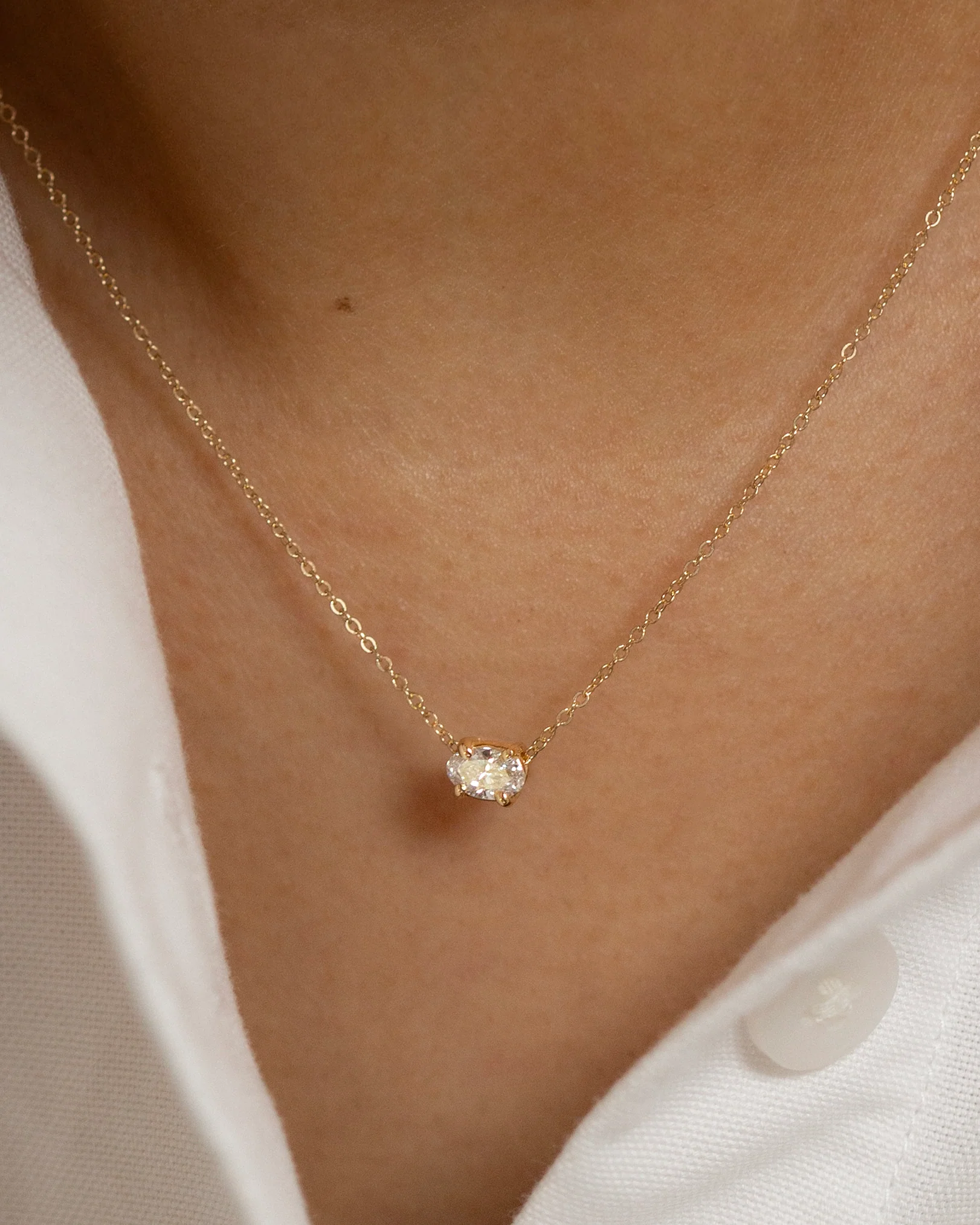 Oval Lab Grown Diamond Necklace. - Image 3