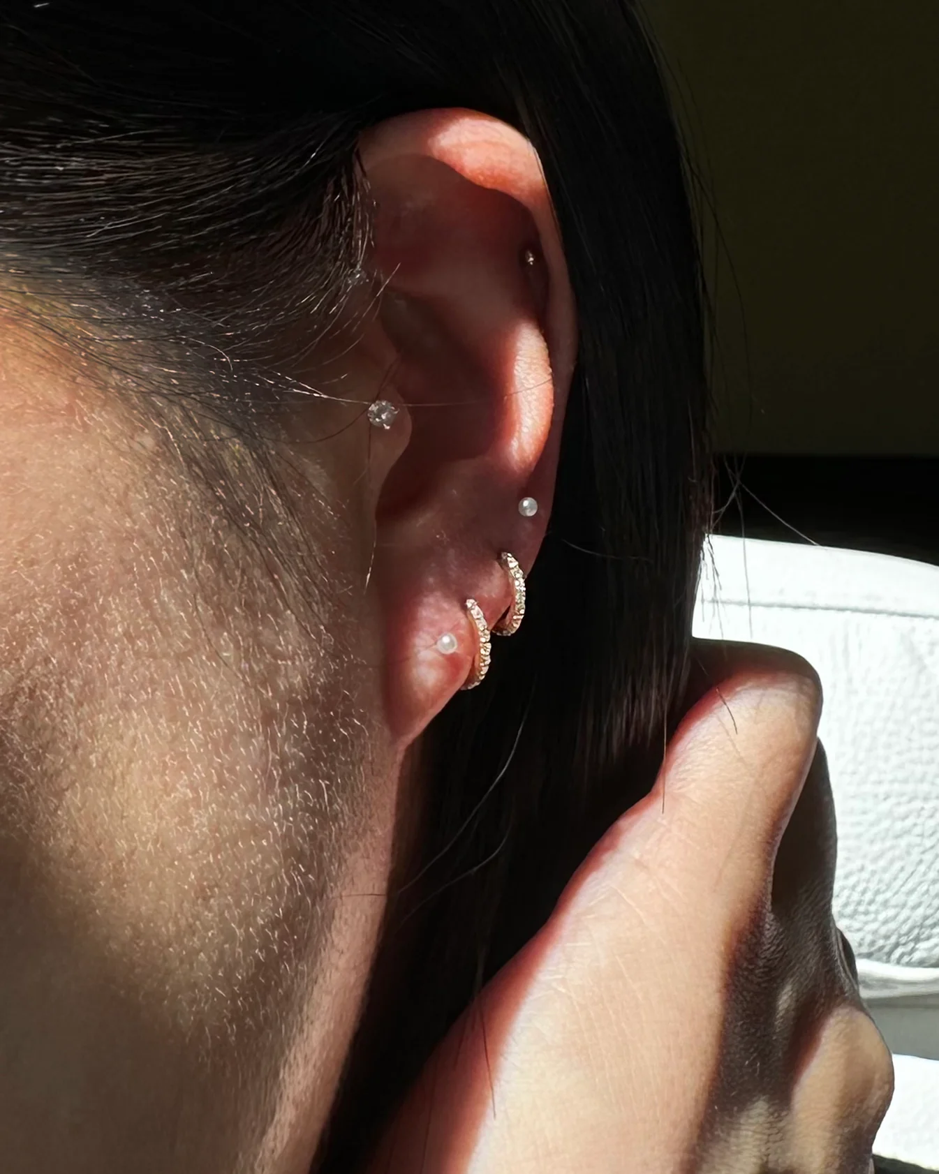 Pave Petite Hoop Earrings - Image 3