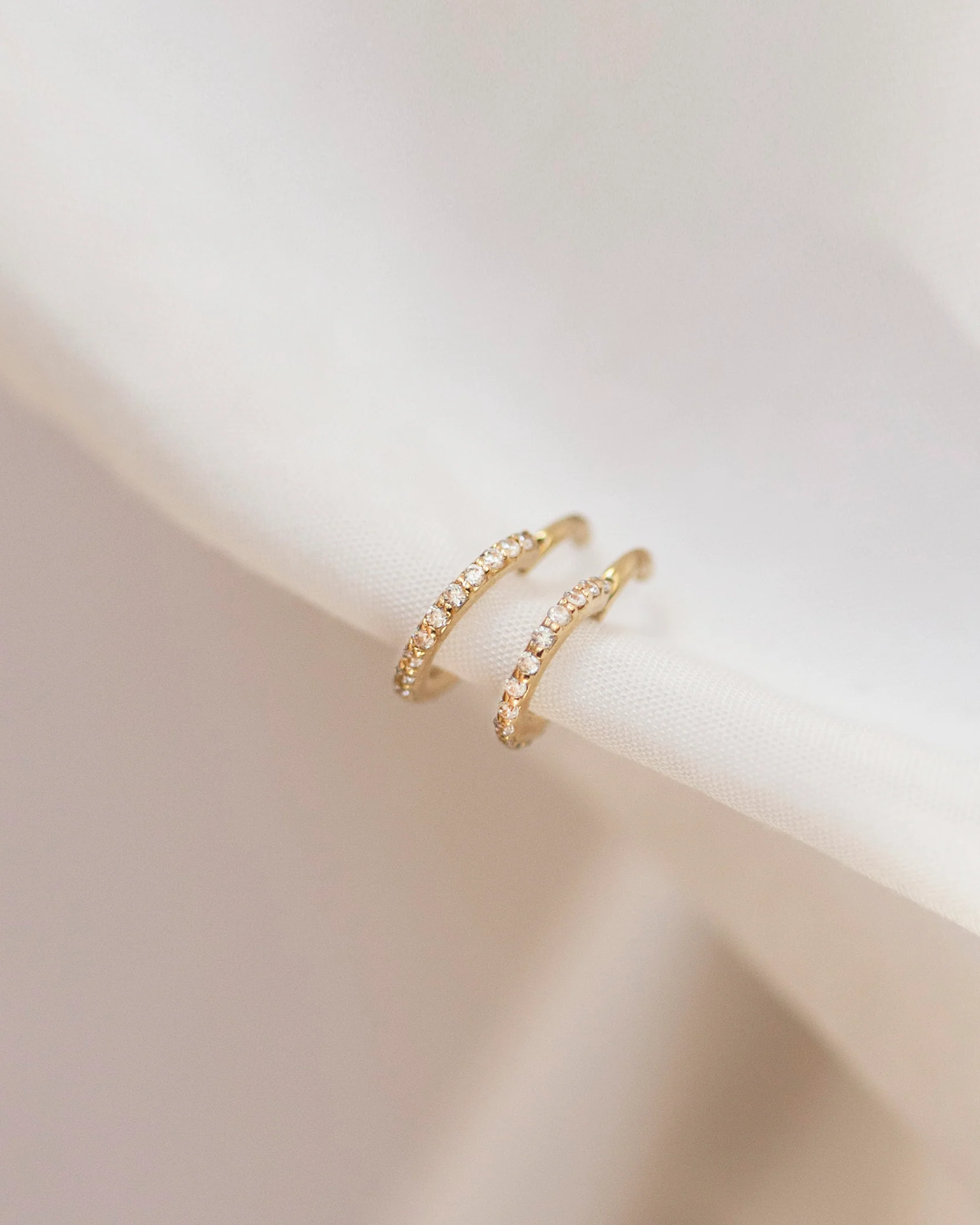 Pave Petite Hoop Earrings - Image 6