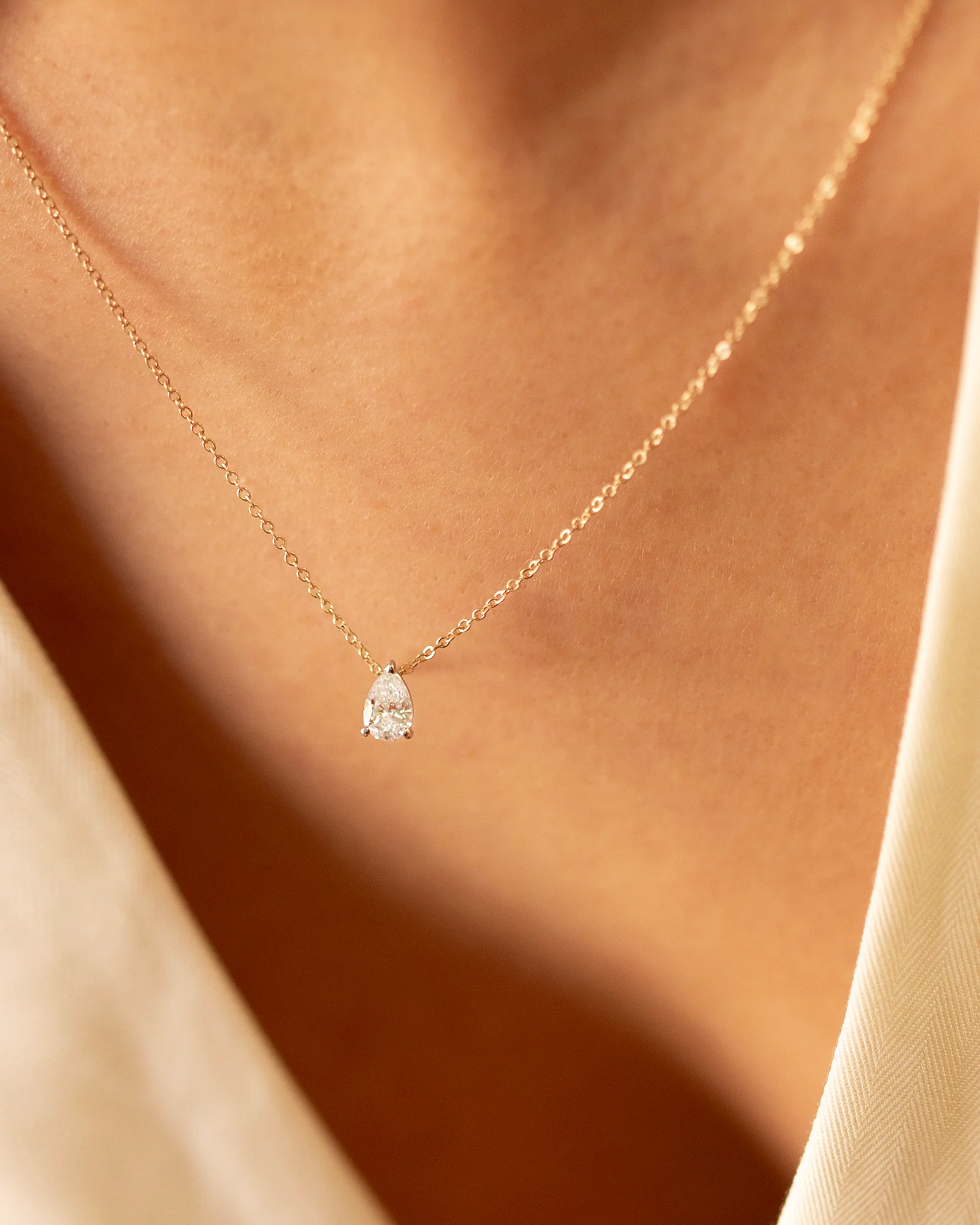Pear Cut Diamond Solitaire Necklace - Image 4