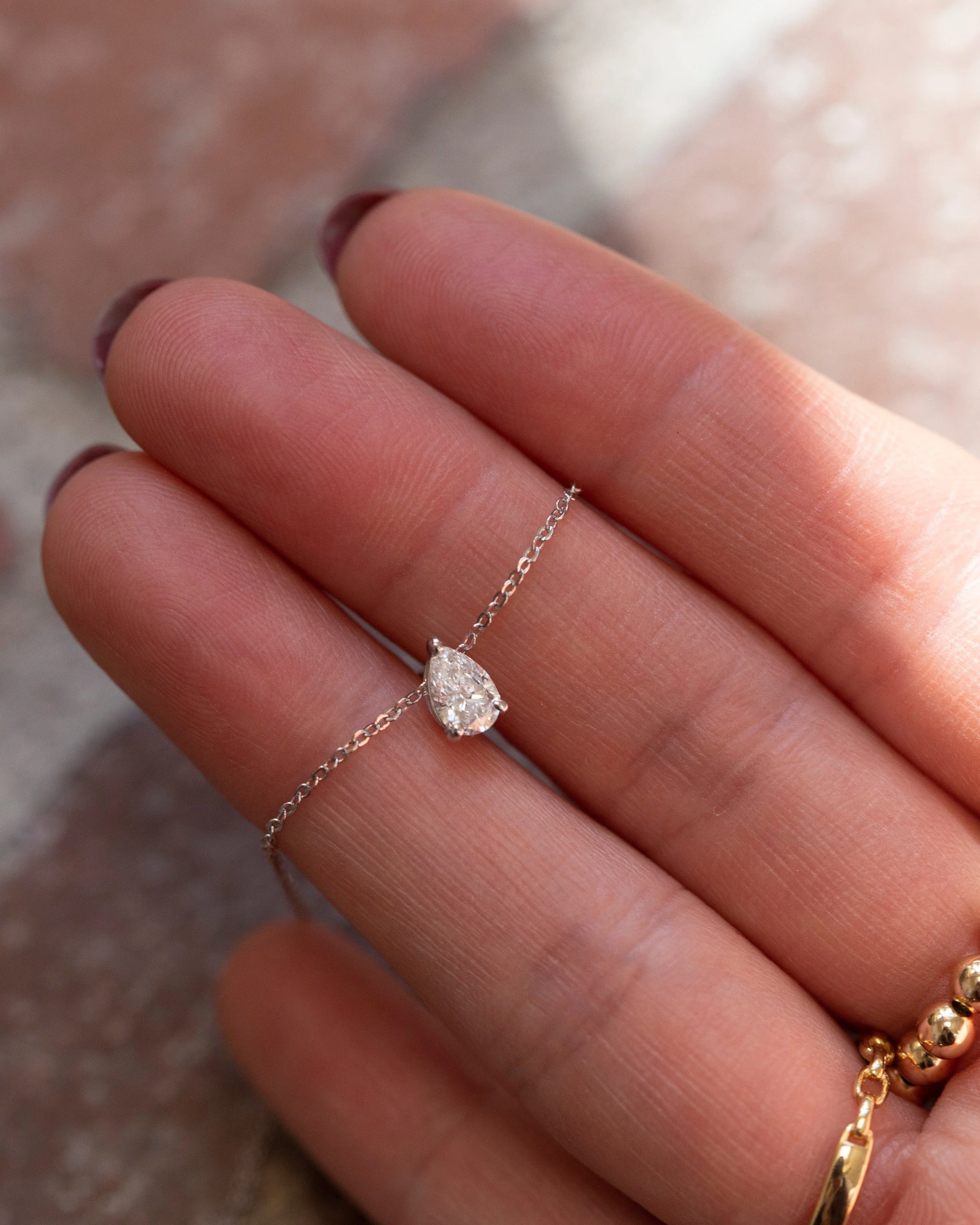 Pear Cut Diamond Solitaire Necklace - Image 7