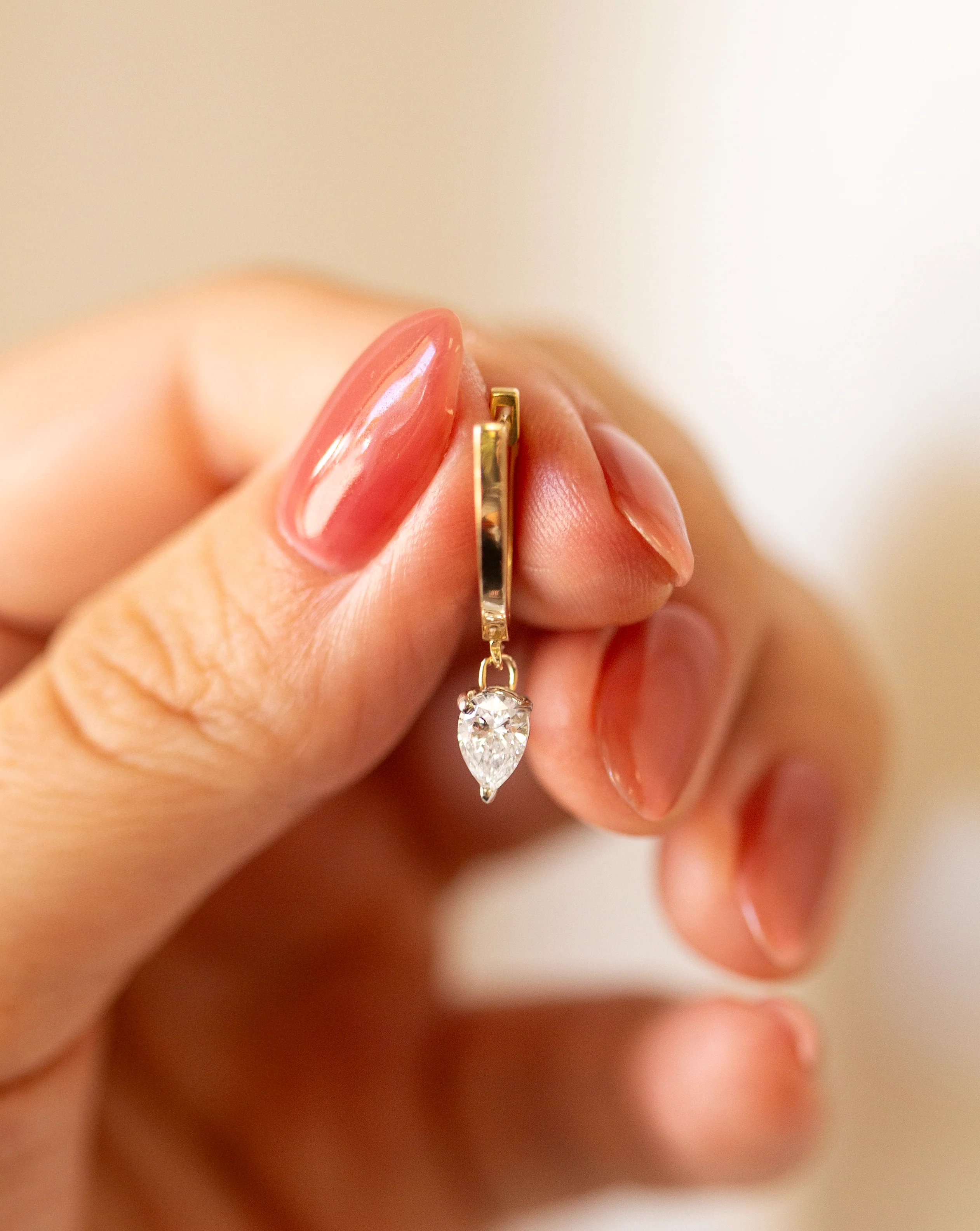 Pear Cut Lab Diamond Hoop Earrings - Image 2