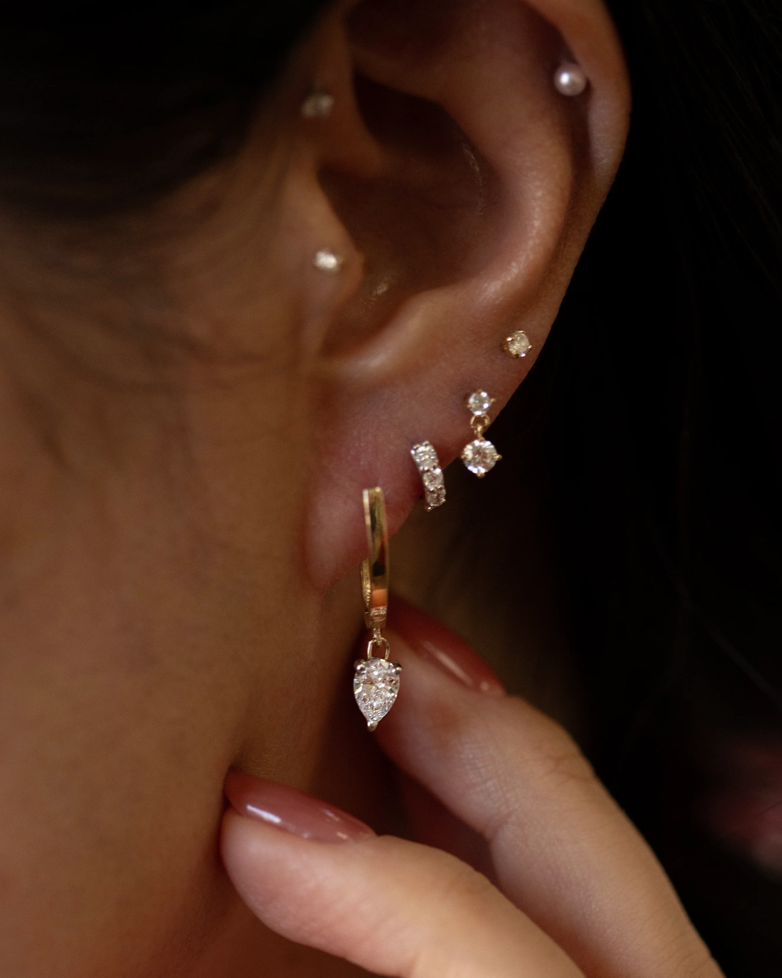 Pear Cut Lab Diamond Hoop Earrings - Image 5