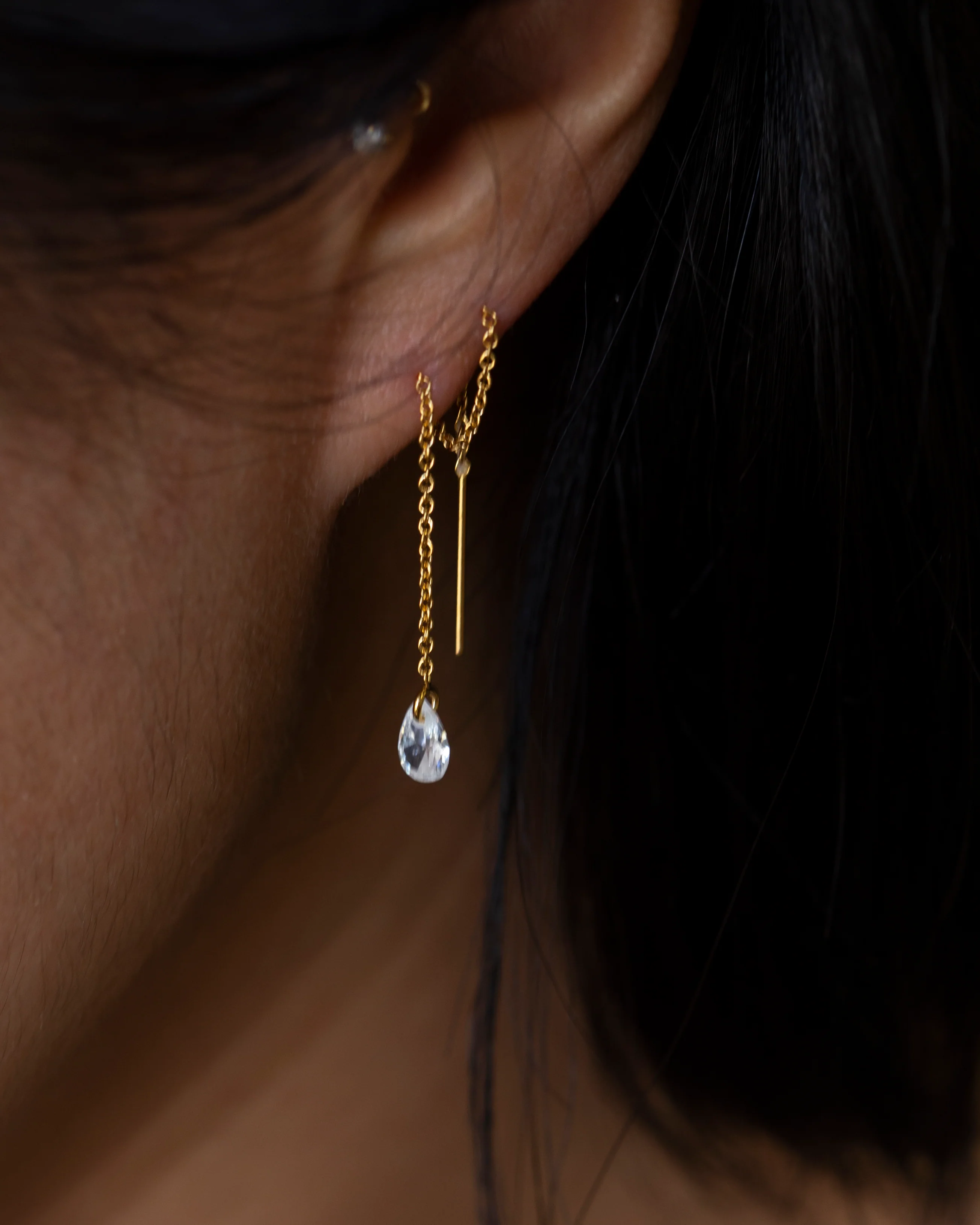Pear CZ Drop Earrings - Image 3