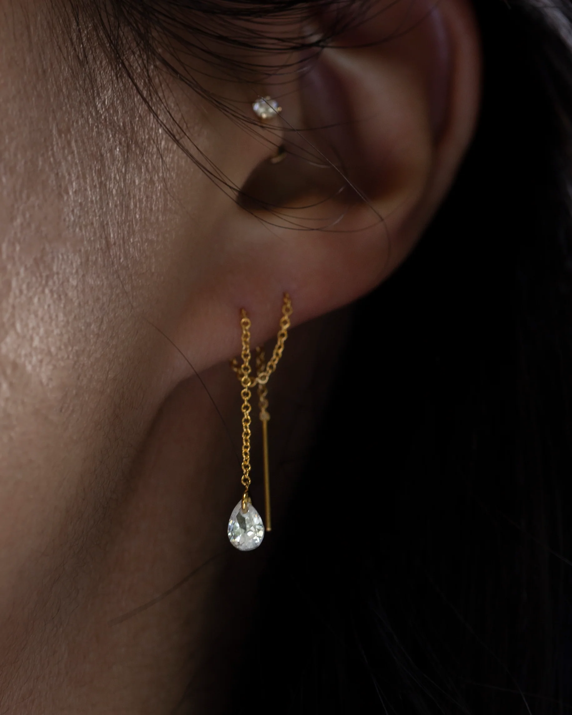 Pear CZ Drop Earrings - Image 4