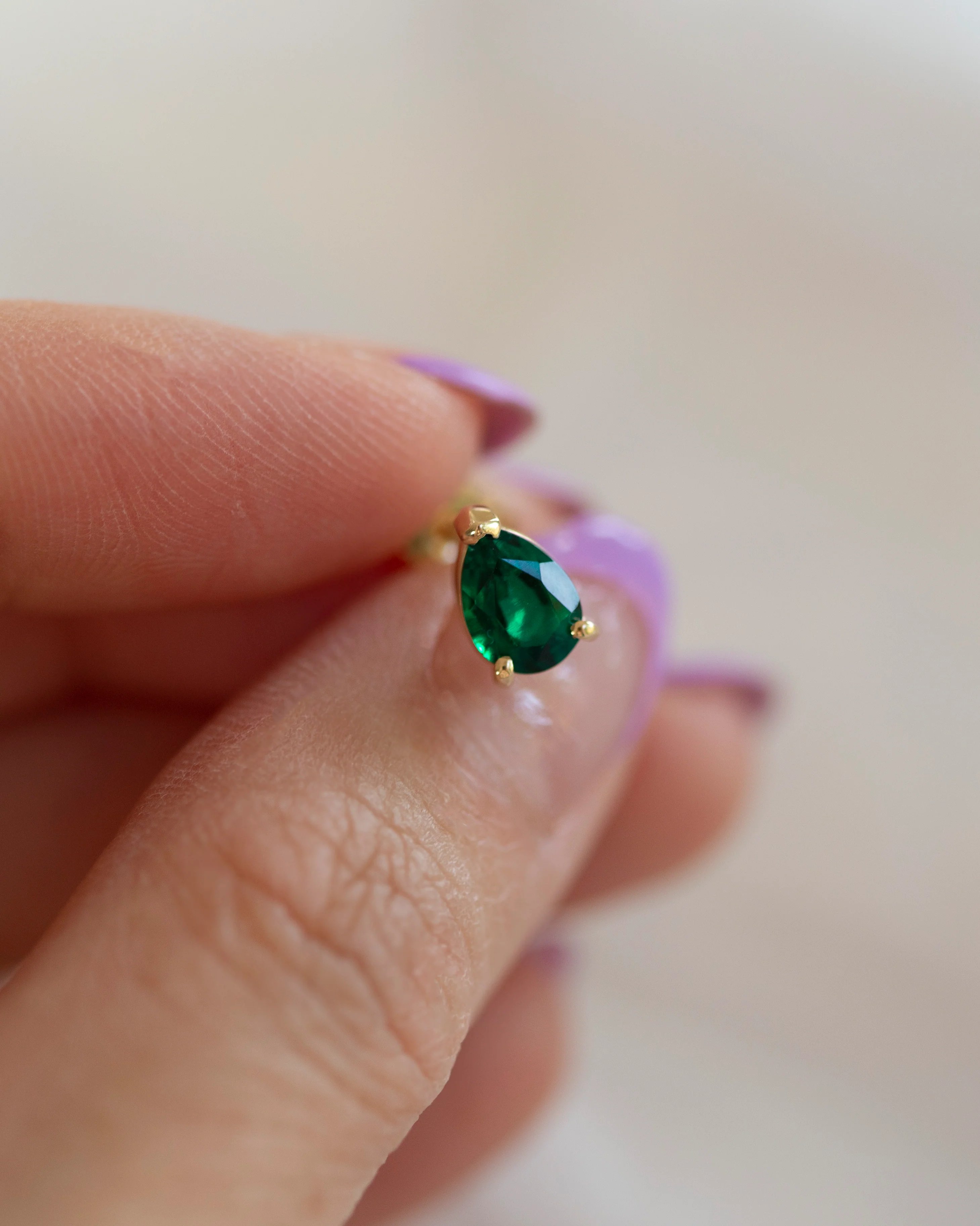 Pear Emerald Stud Earrings in 14k Gold - Image 6