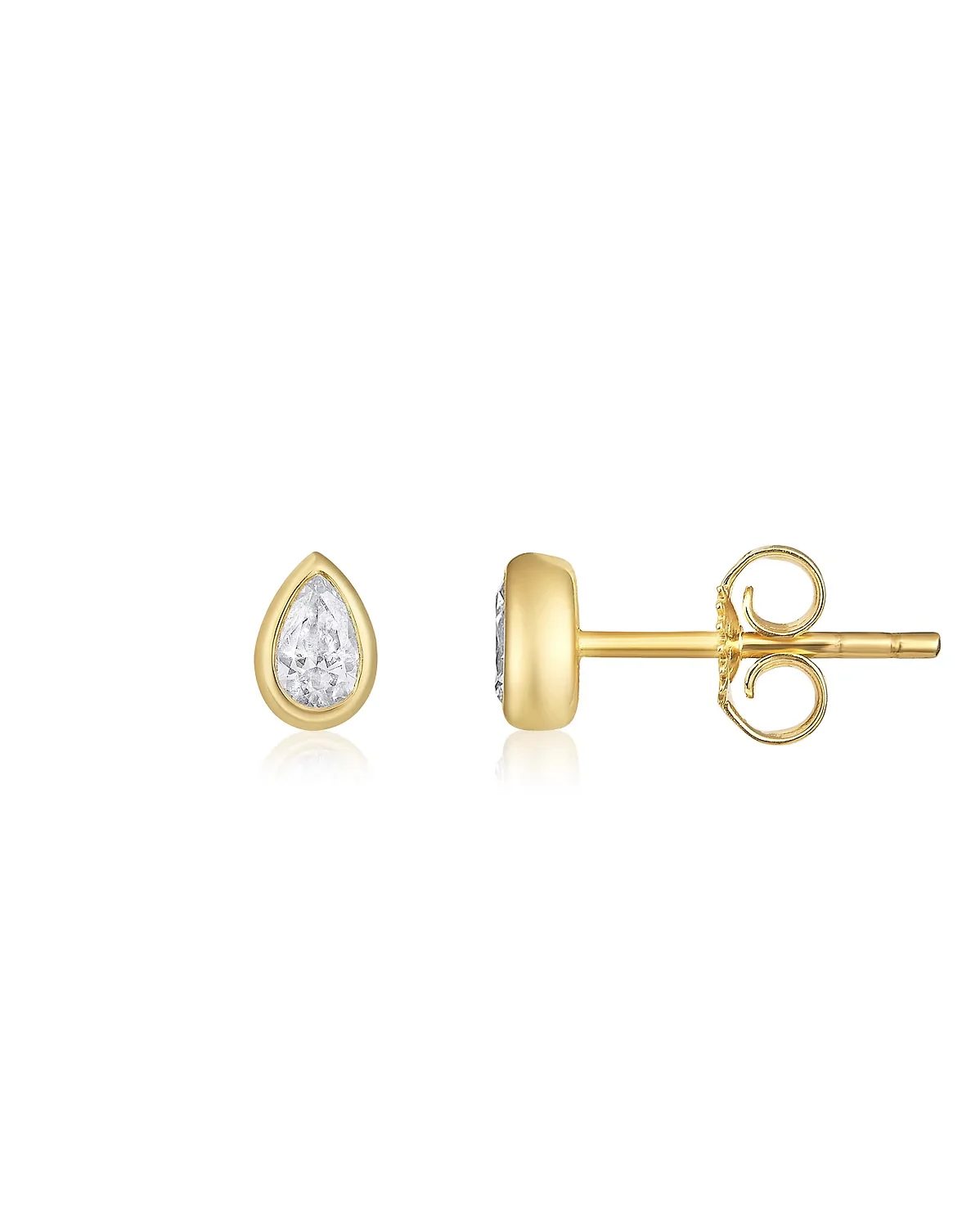 Pear-Shaped Diamond Bezel Stud Earrings - Image 4