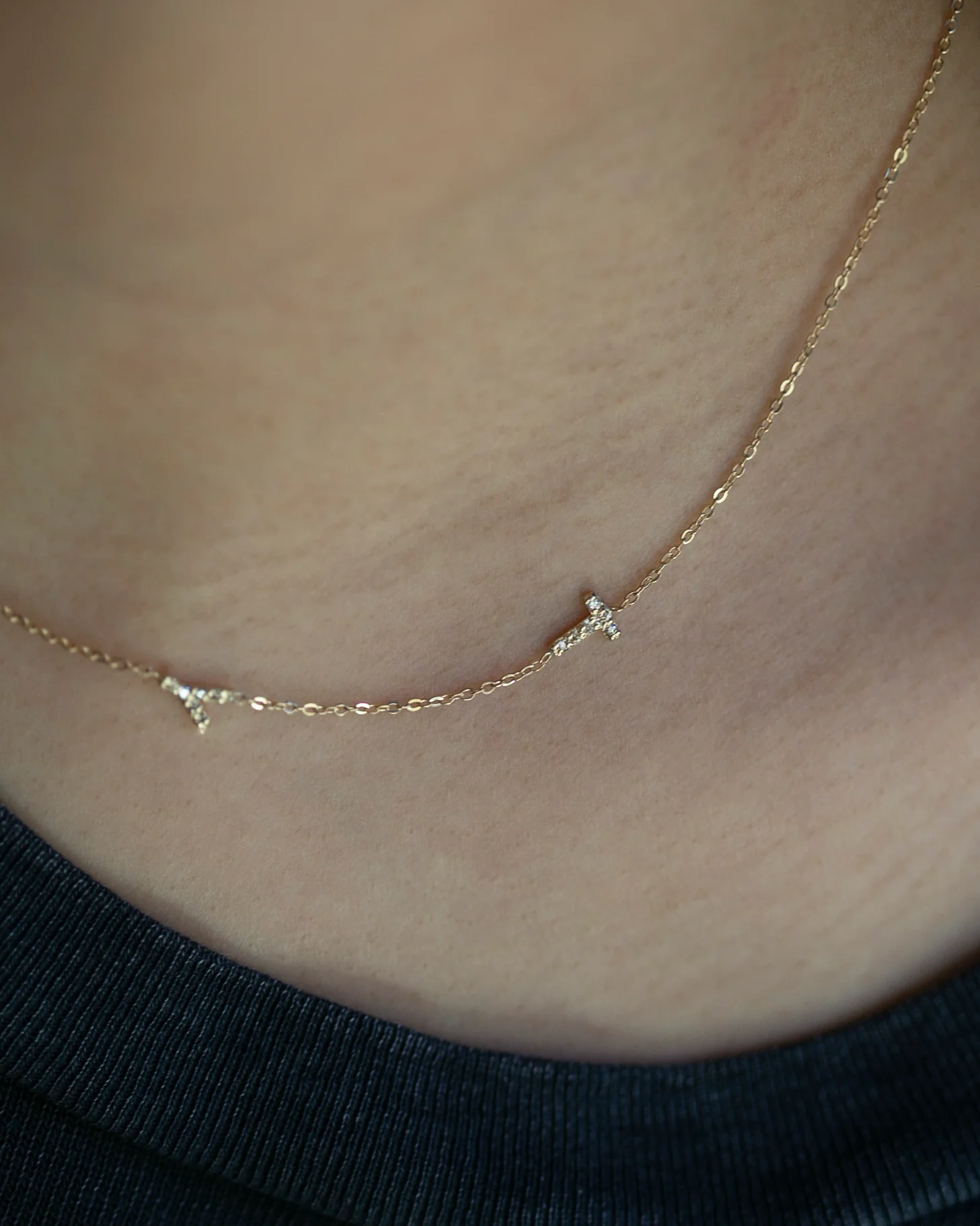 Asymmetrical Diamonds letter Necklace - Image 4