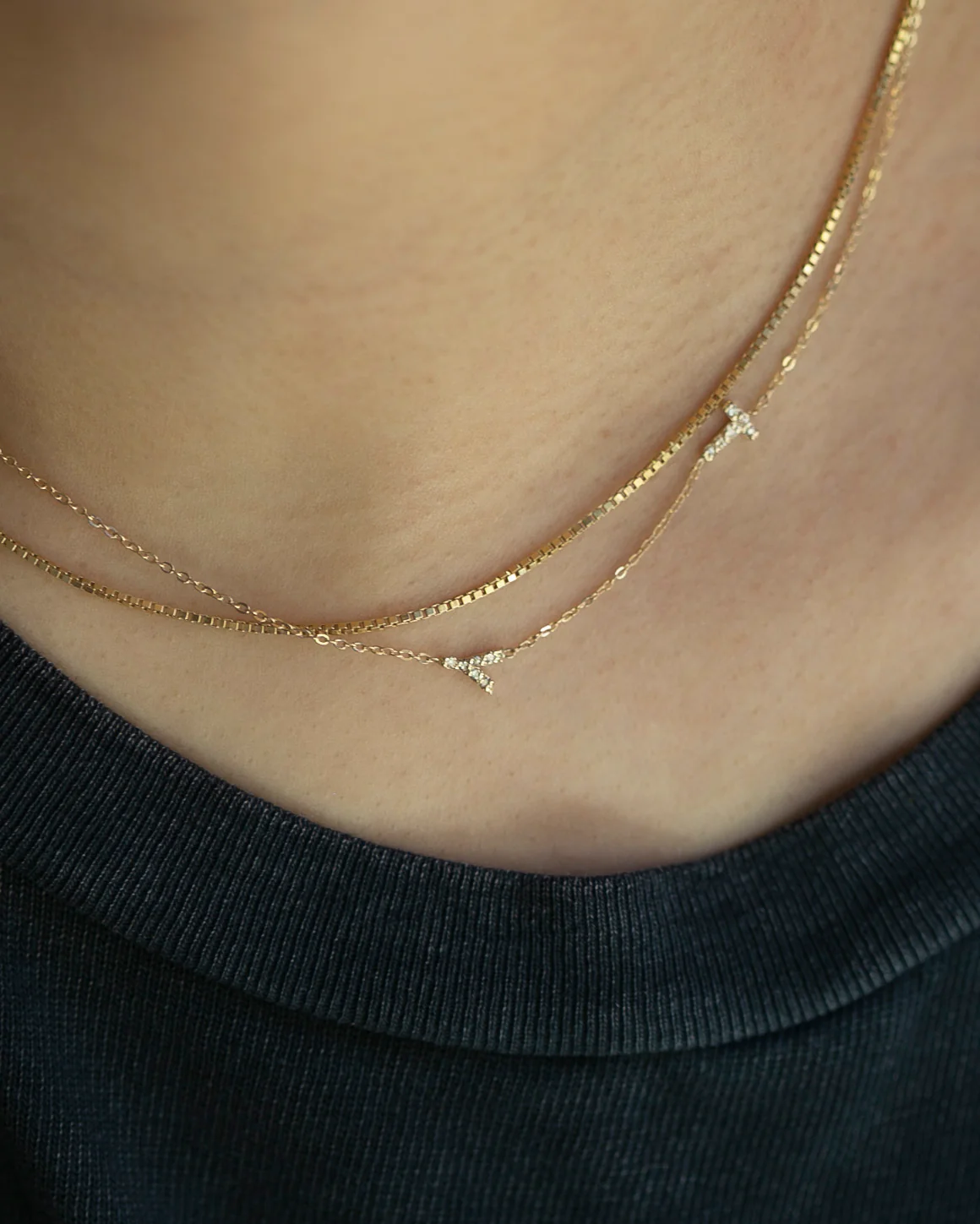 Asymmetrical Diamonds letter Necklace - Image 7