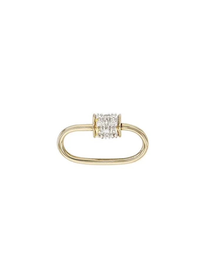 Real 14k Gold and Diamond Carabiner Screw Clasp / 14k Gold Charm Holder