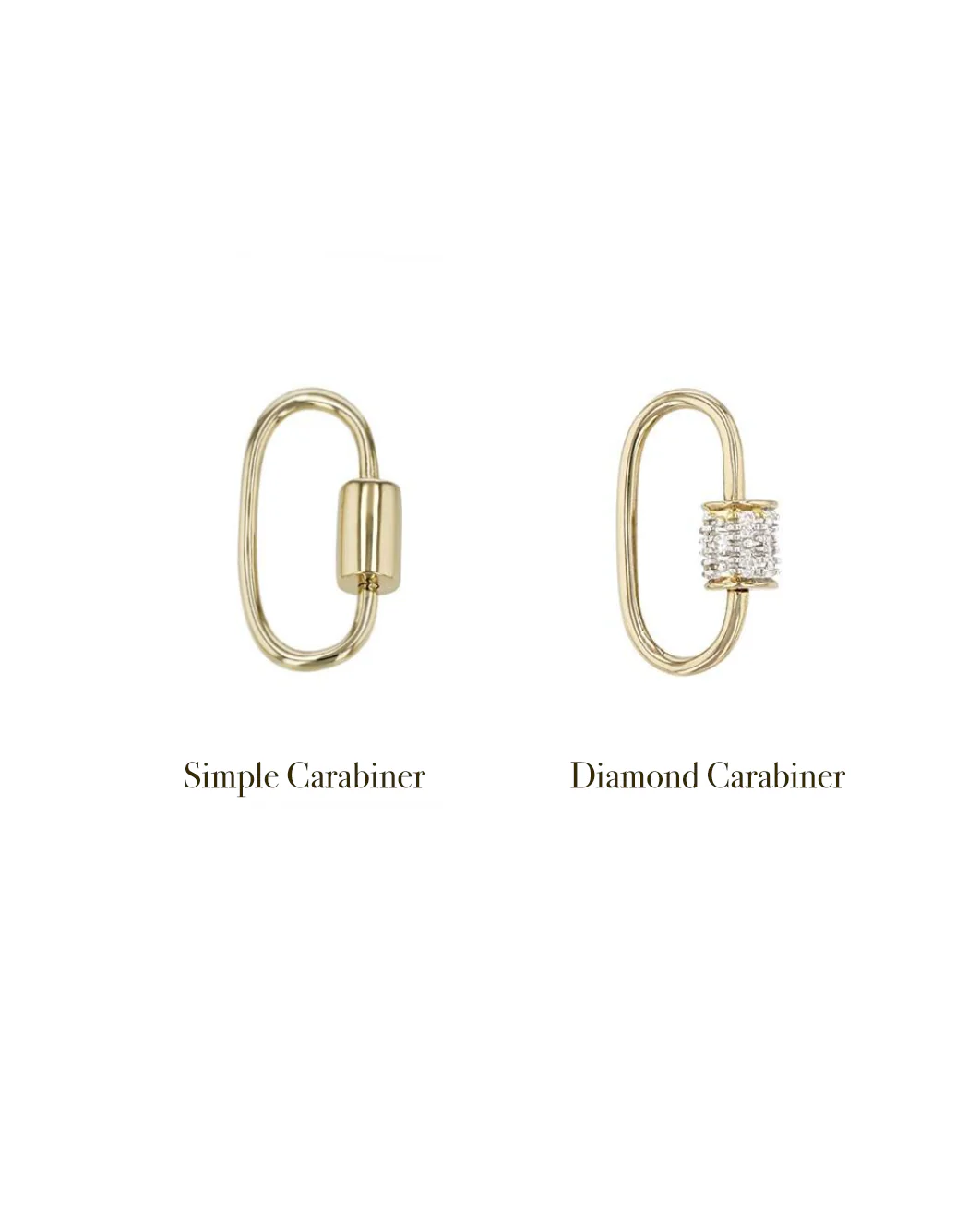 Real 14k Gold and Diamond Carabiner Screw Clasp / 14k Gold Charm Holder - Image 3