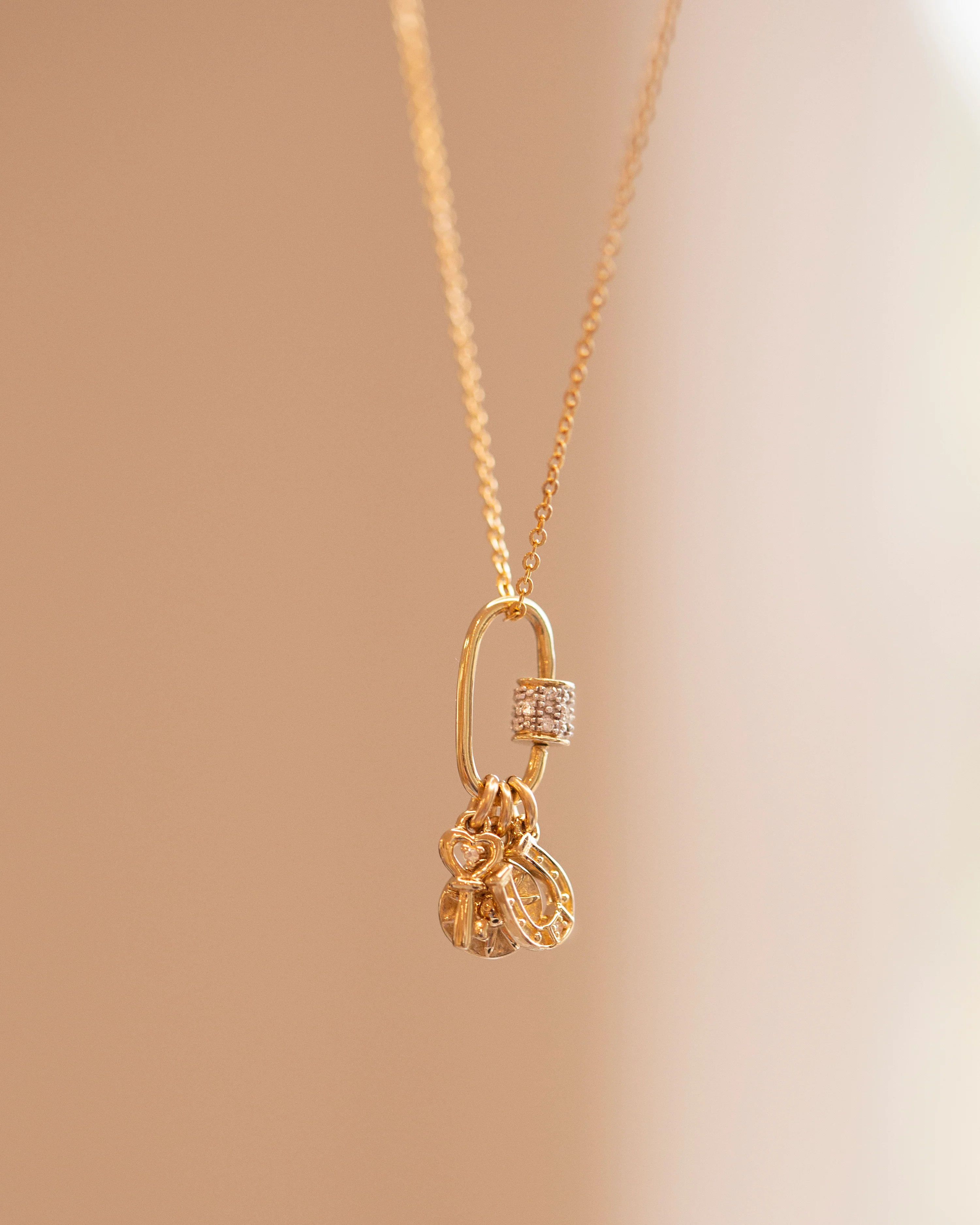 Real 14k Gold and Diamond Carabiner Screw Clasp / 14k Gold Charm Holder - Image 5