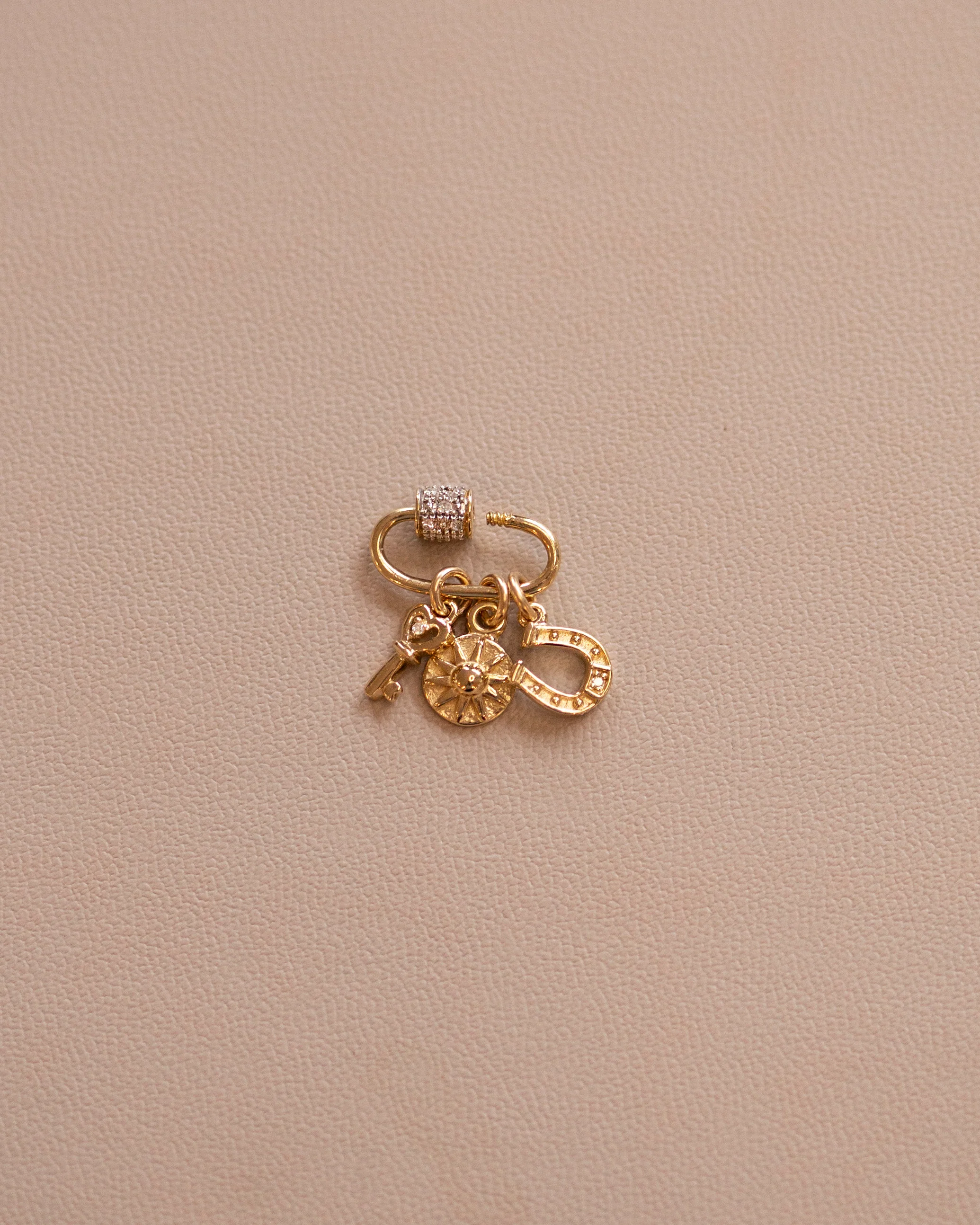 Real 14k Gold and Diamond Carabiner Screw Clasp / 14k Gold Charm Holder - Image 8