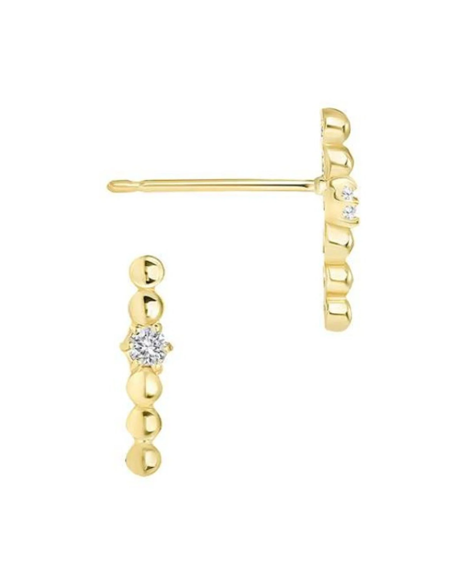 14k Round Bead Studs with diamond accent - Image 7