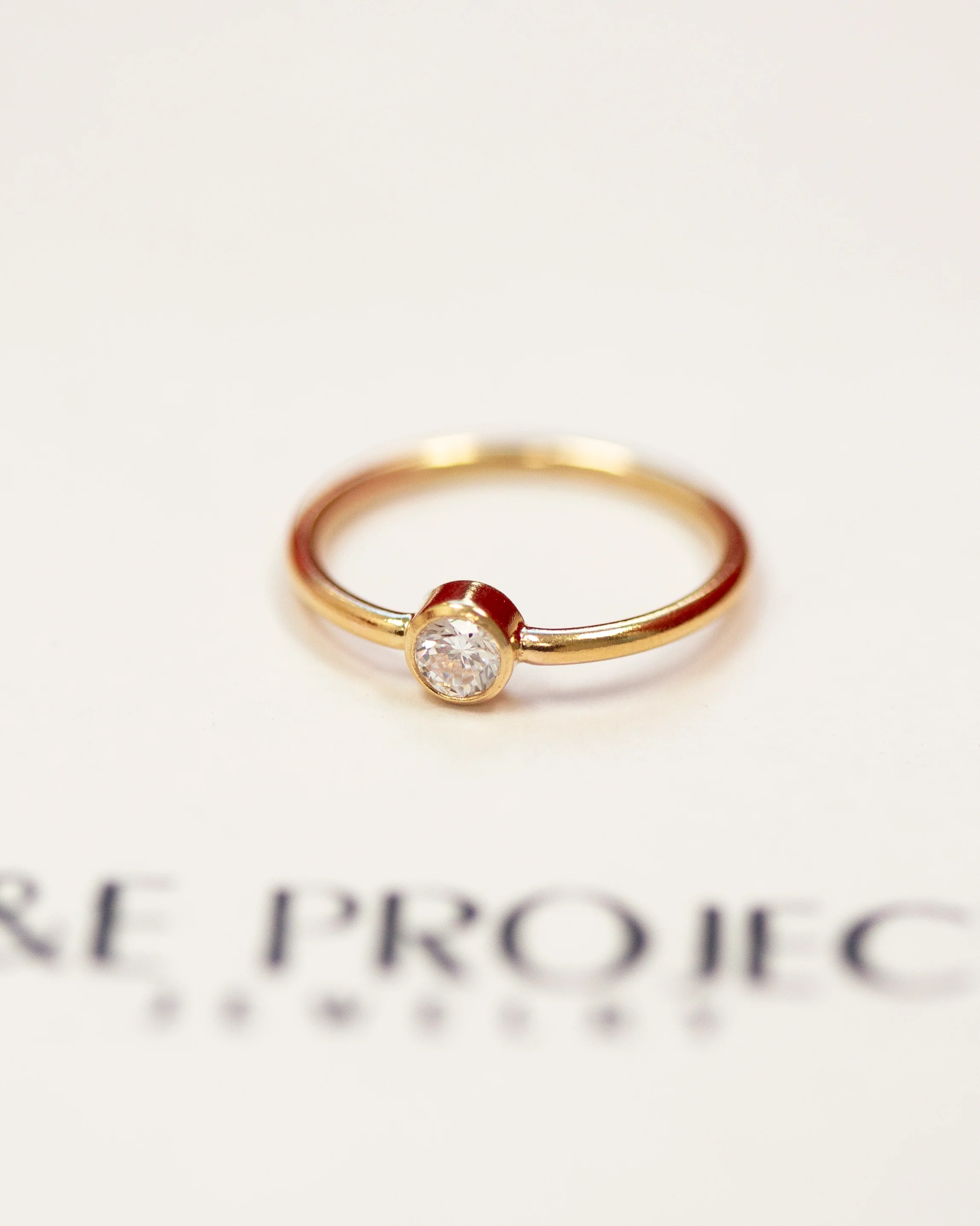 Round bezel Solitaire CZ Diamond Ring - Image 3