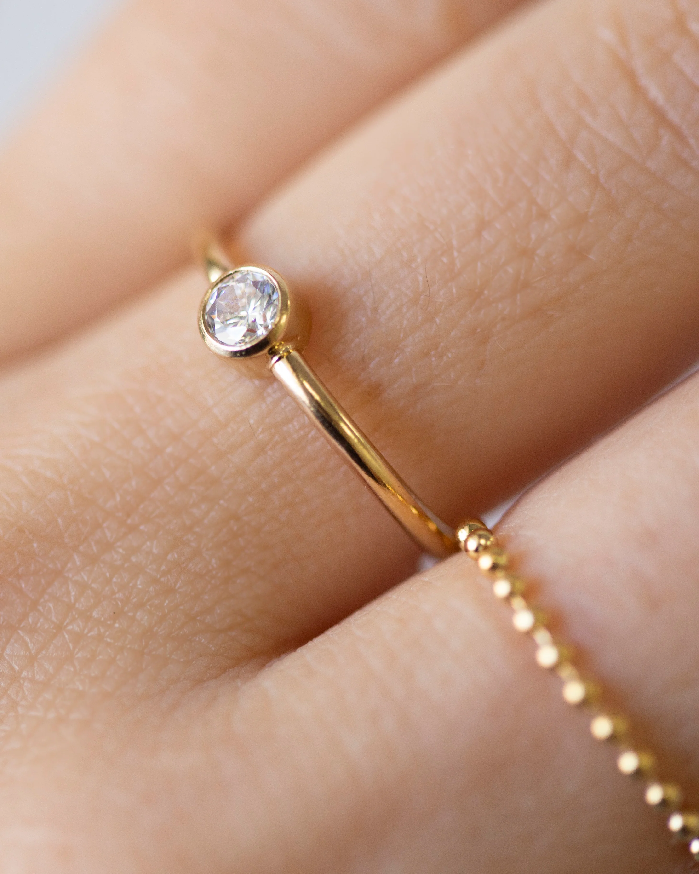 Round bezel Solitaire CZ Diamond Ring - Image 4