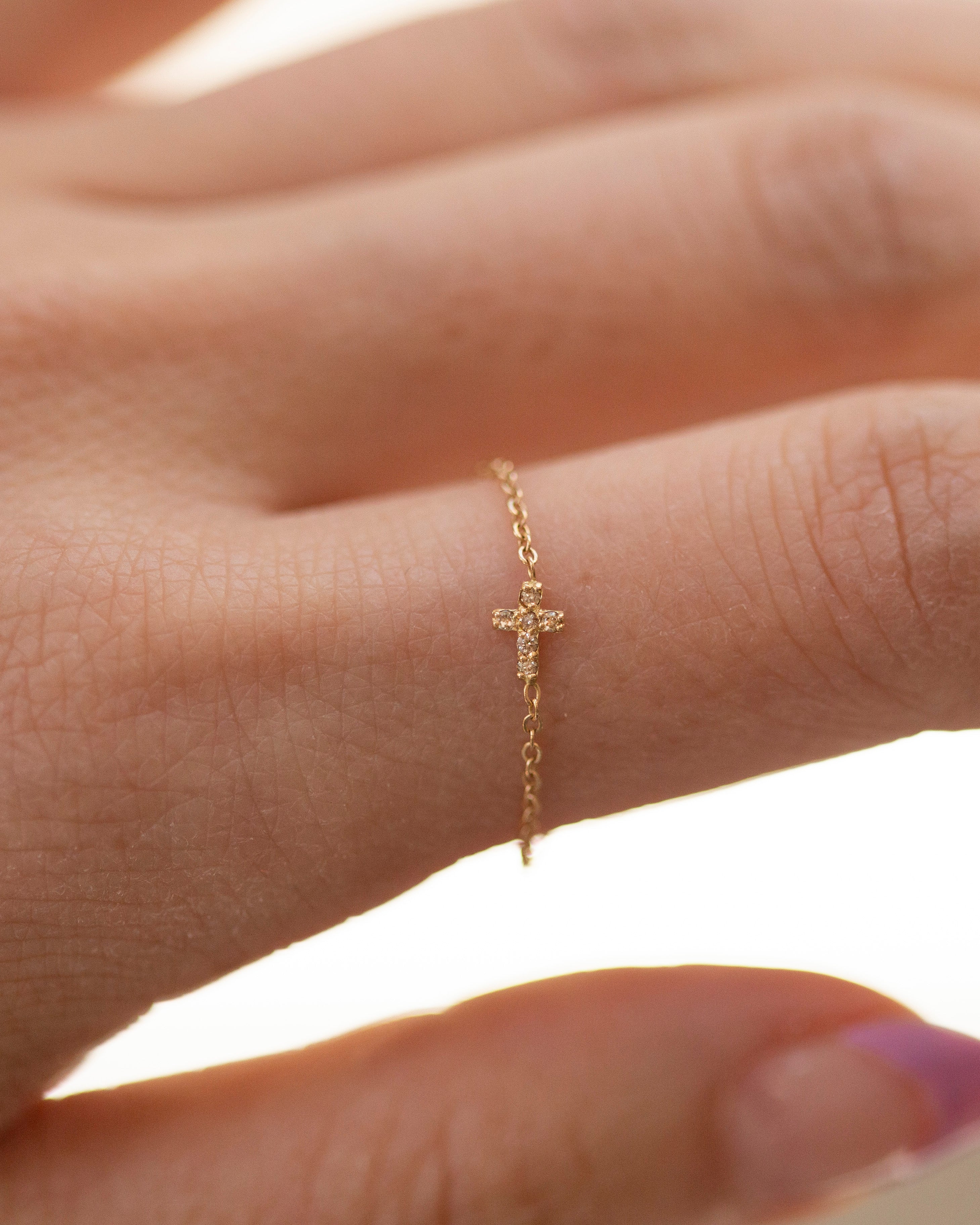 Small 14k Diamond Cross Chain Ring - Image 2