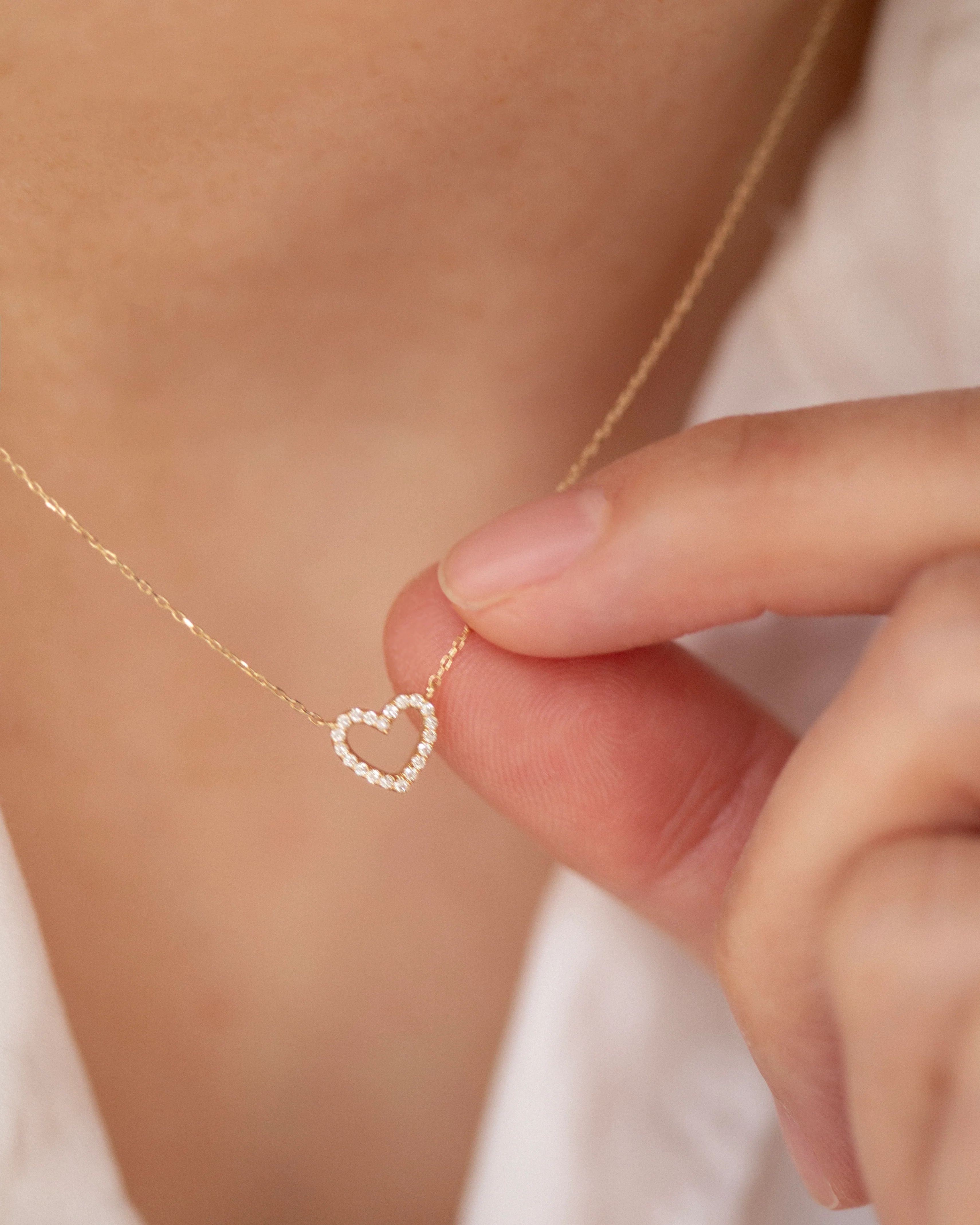 Small Diamond Heart Necklace - Image 2