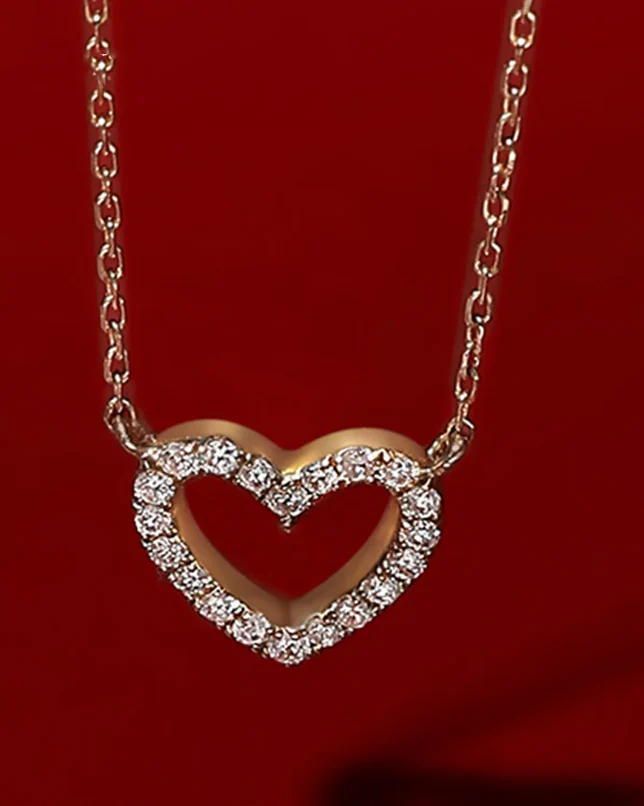 Small Diamond Heart Necklace - Image 3