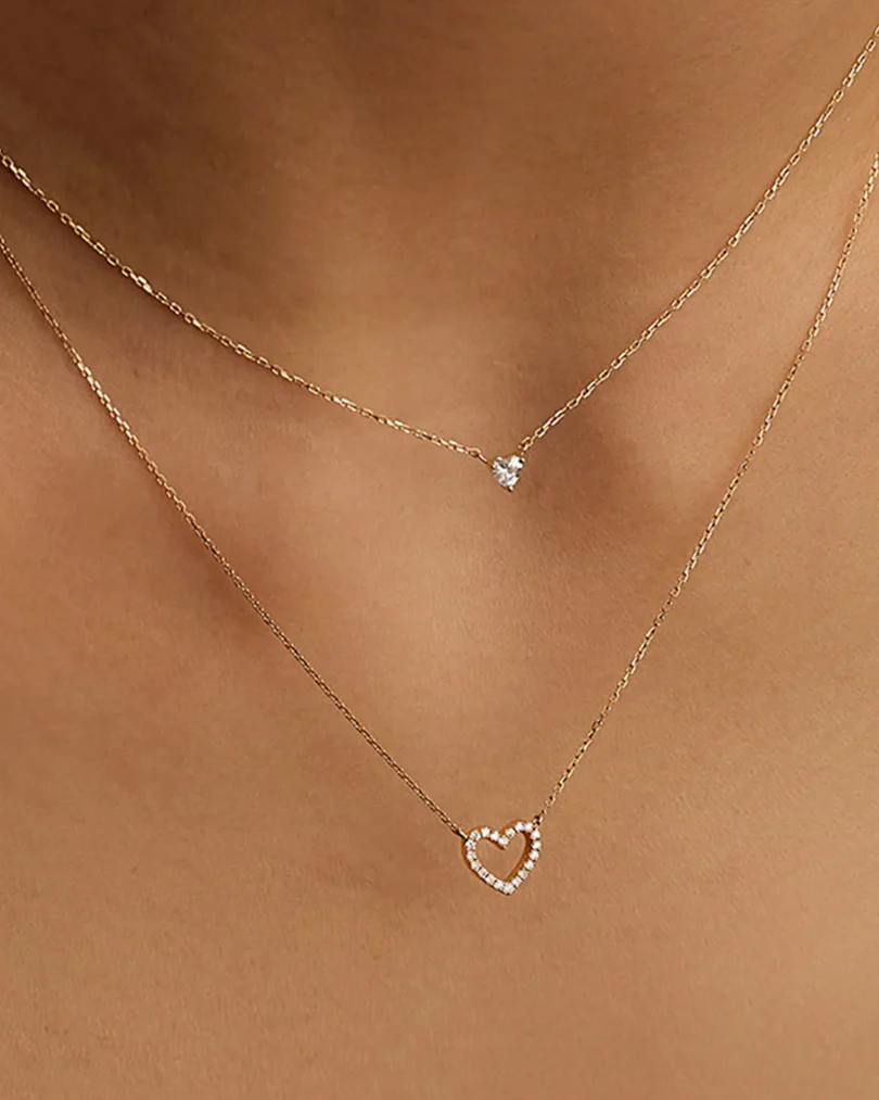 Small Diamond Heart Necklace - Image 4