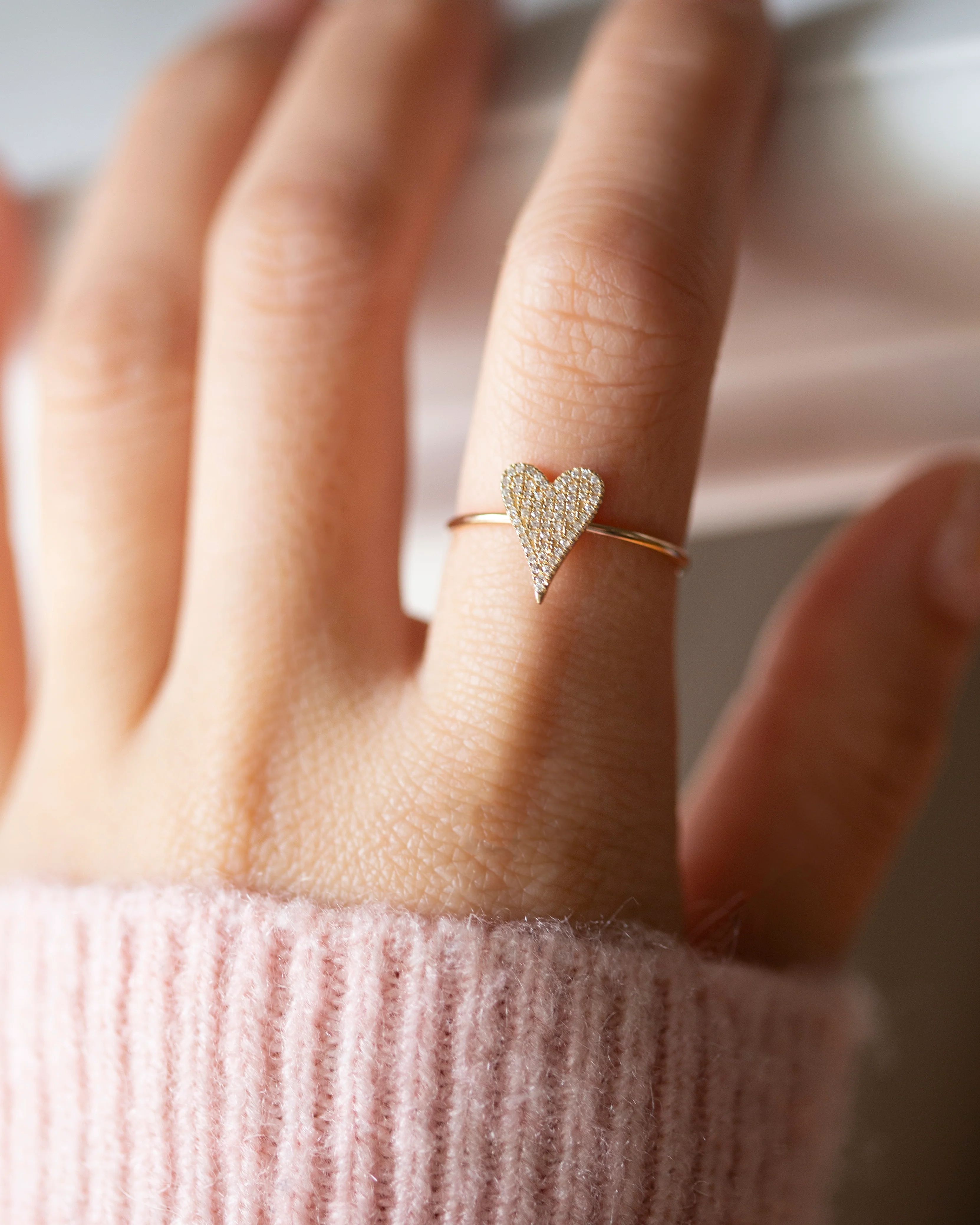 Small Pave Heart Diamond ring - Image 2