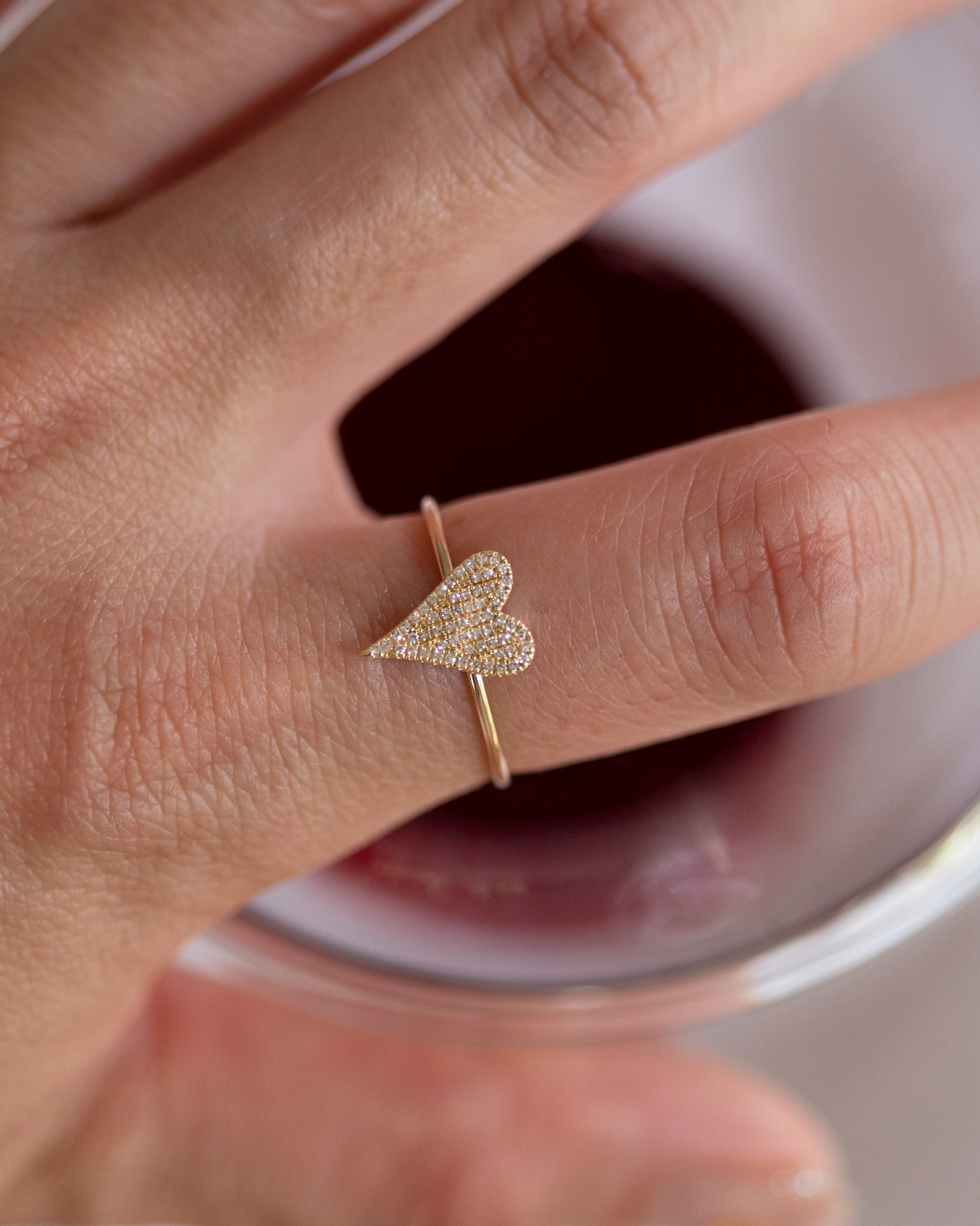 Small Pave Heart Diamond ring - Image 7