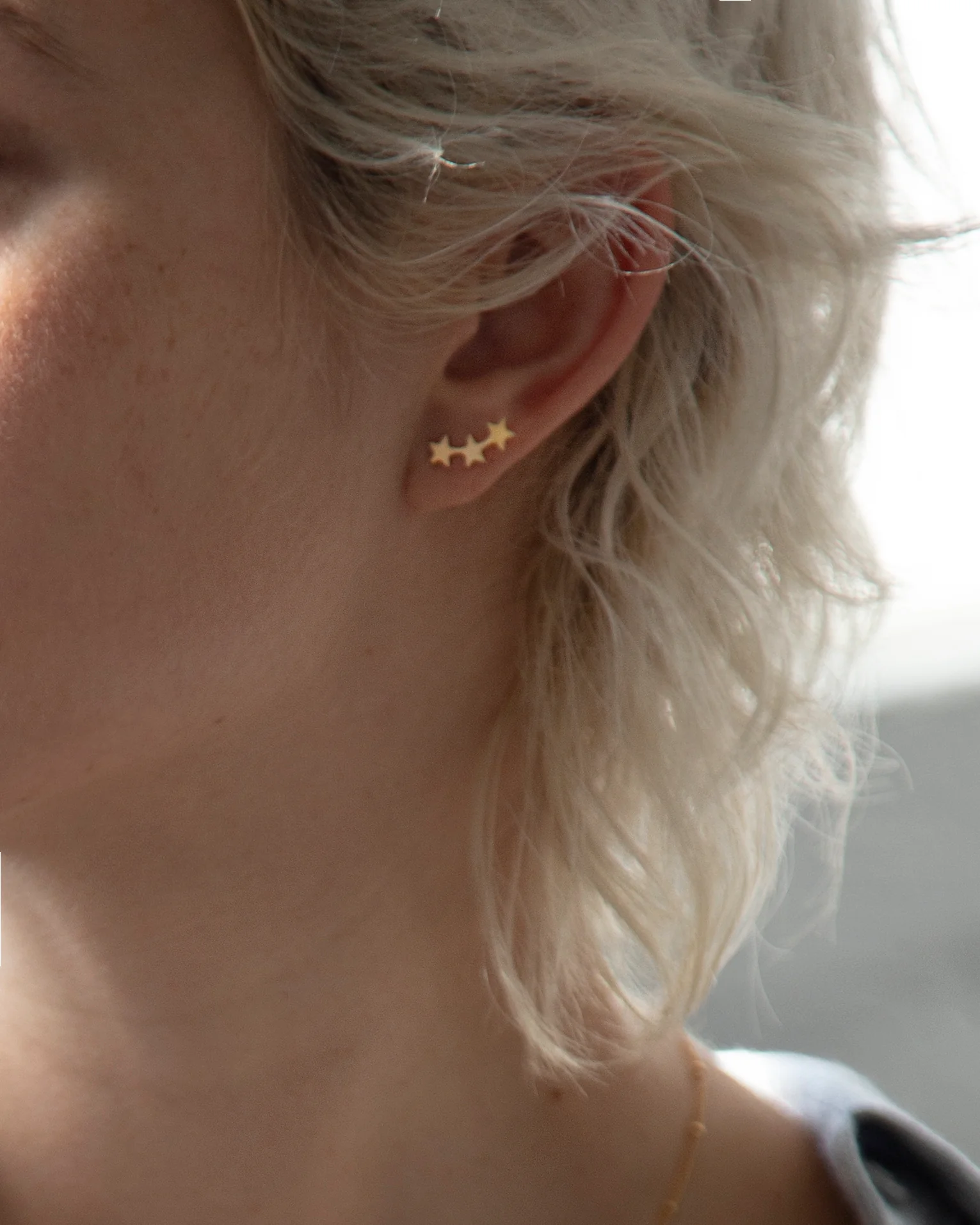 14k Star Climber Earrings