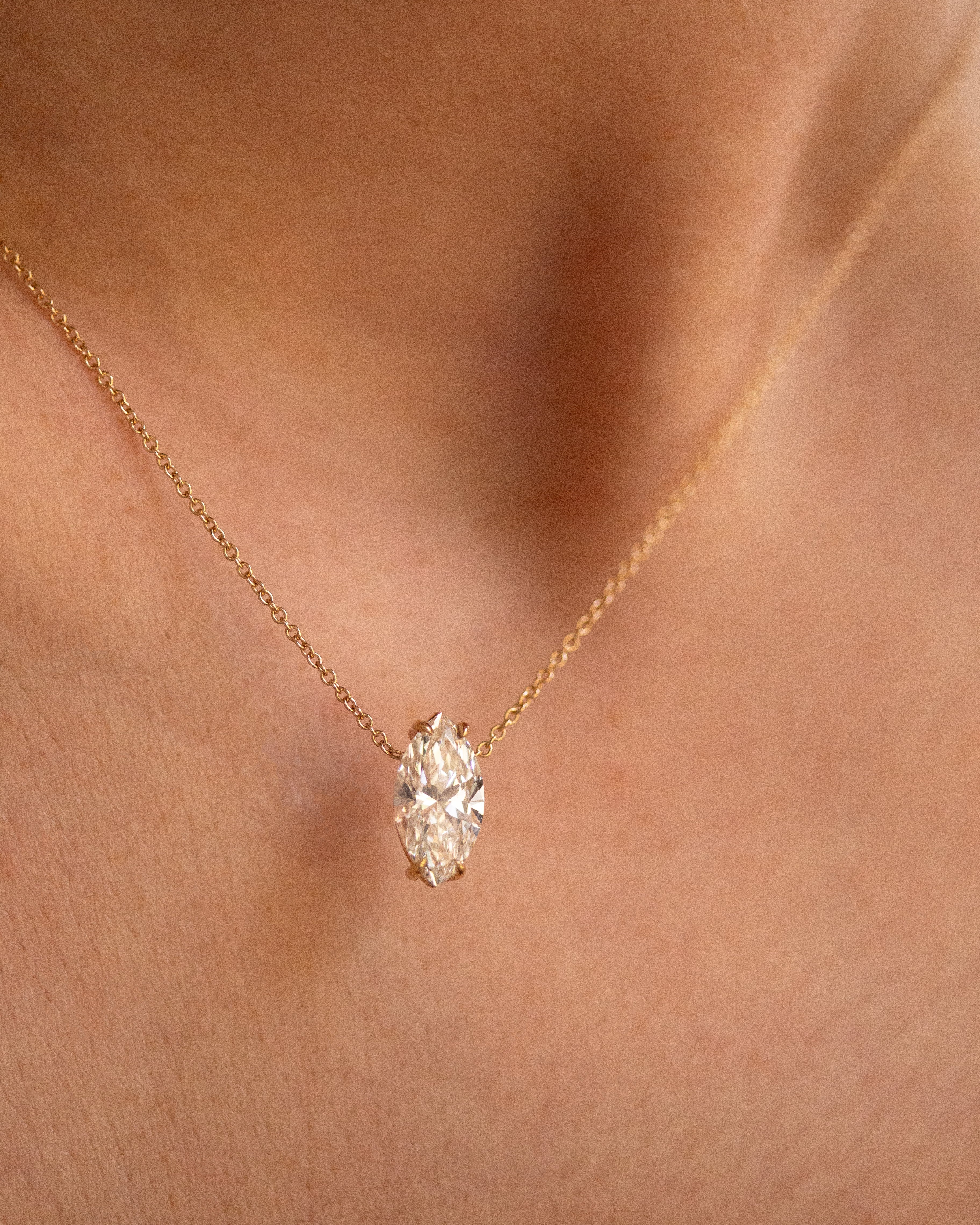 The "Aura" Vertical Marquise Lab-Grown Diamond Necklace | IGI Certified 14k Gold - Image 6