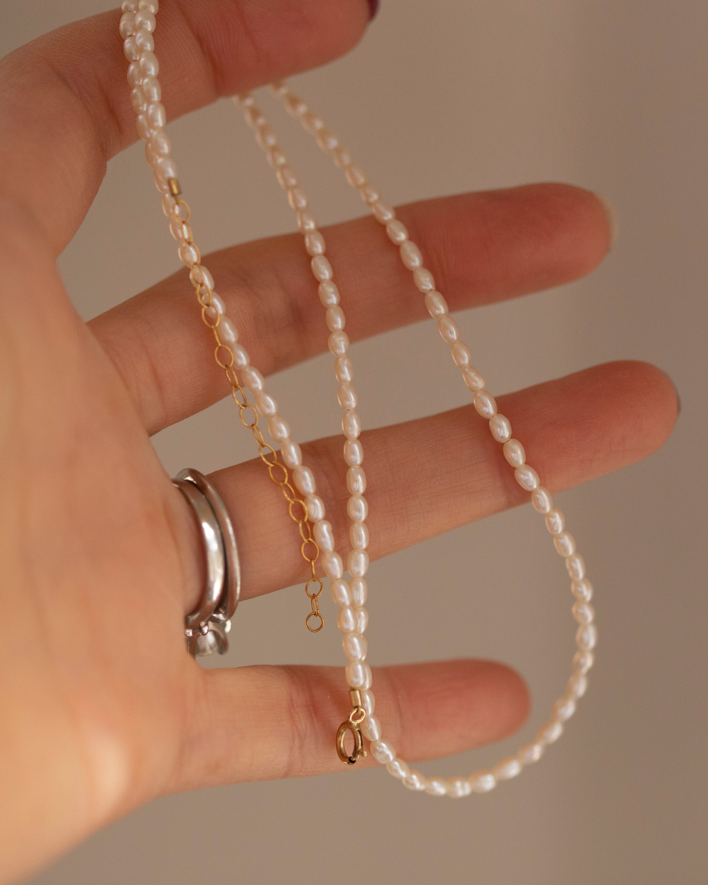 Tiny Freshwater Pearl Necklace, 3-4mm Real Pearl Choker, Minimalist Floating Seed Pearl Necklace - Image 4