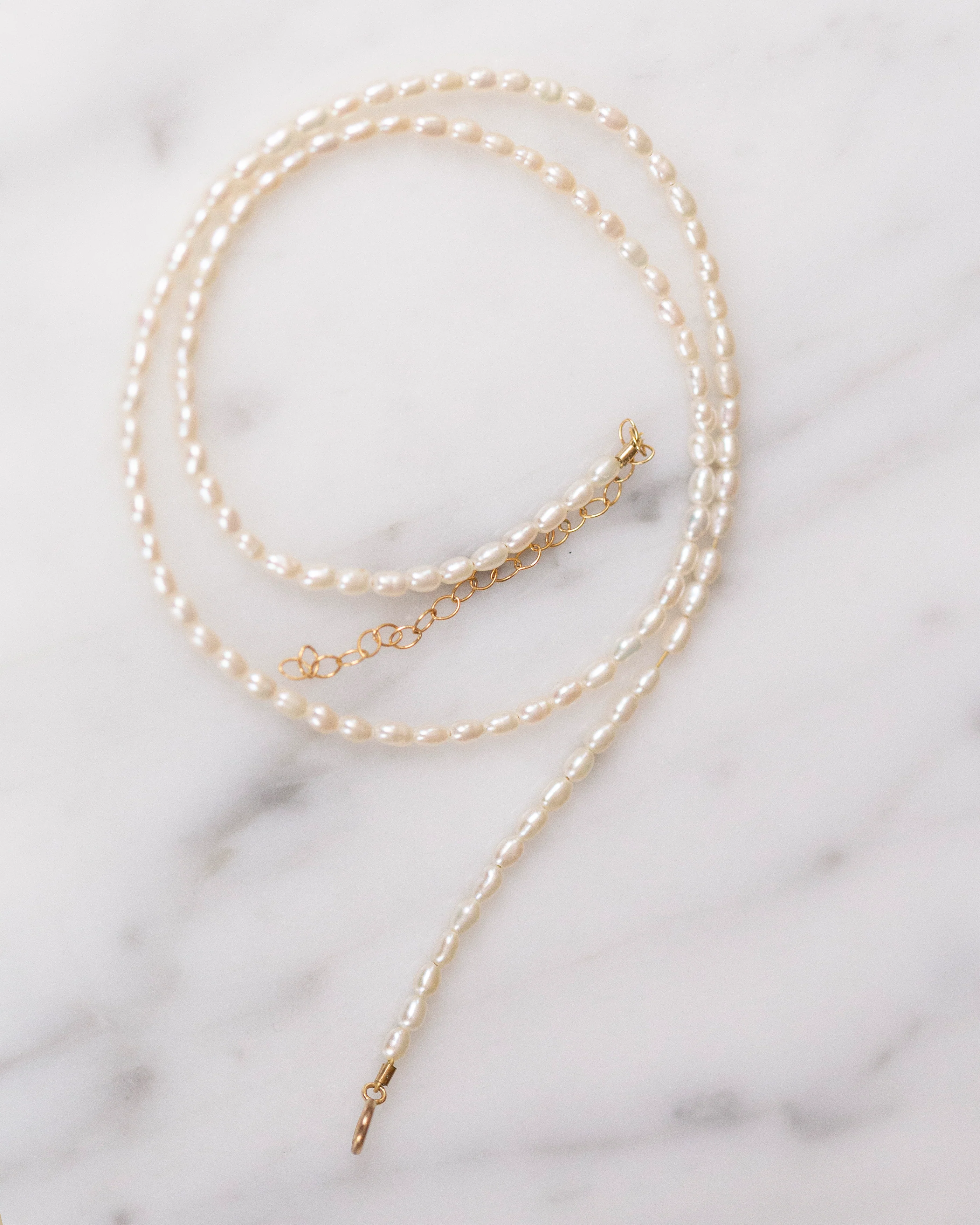Tiny Freshwater Pearl Necklace, 3-4mm Real Pearl Choker, Minimalist Floating Seed Pearl Necklace - Image 5