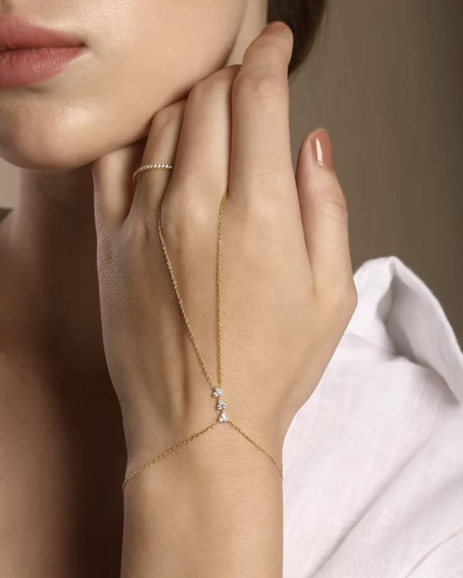 Trio Diamond Hand Chain Bracelet