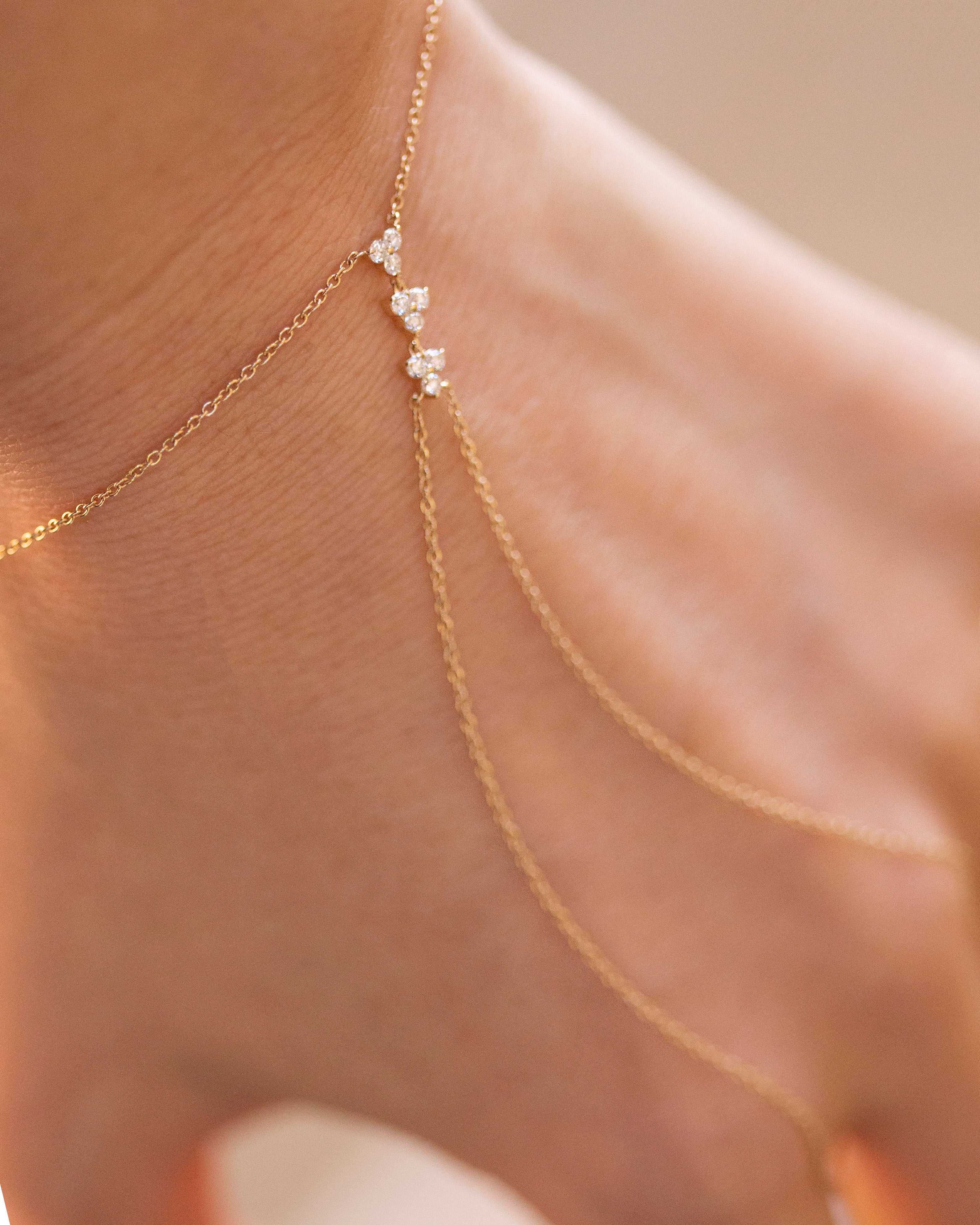 Trio Diamond Hand Chain Bracelet - Image 5