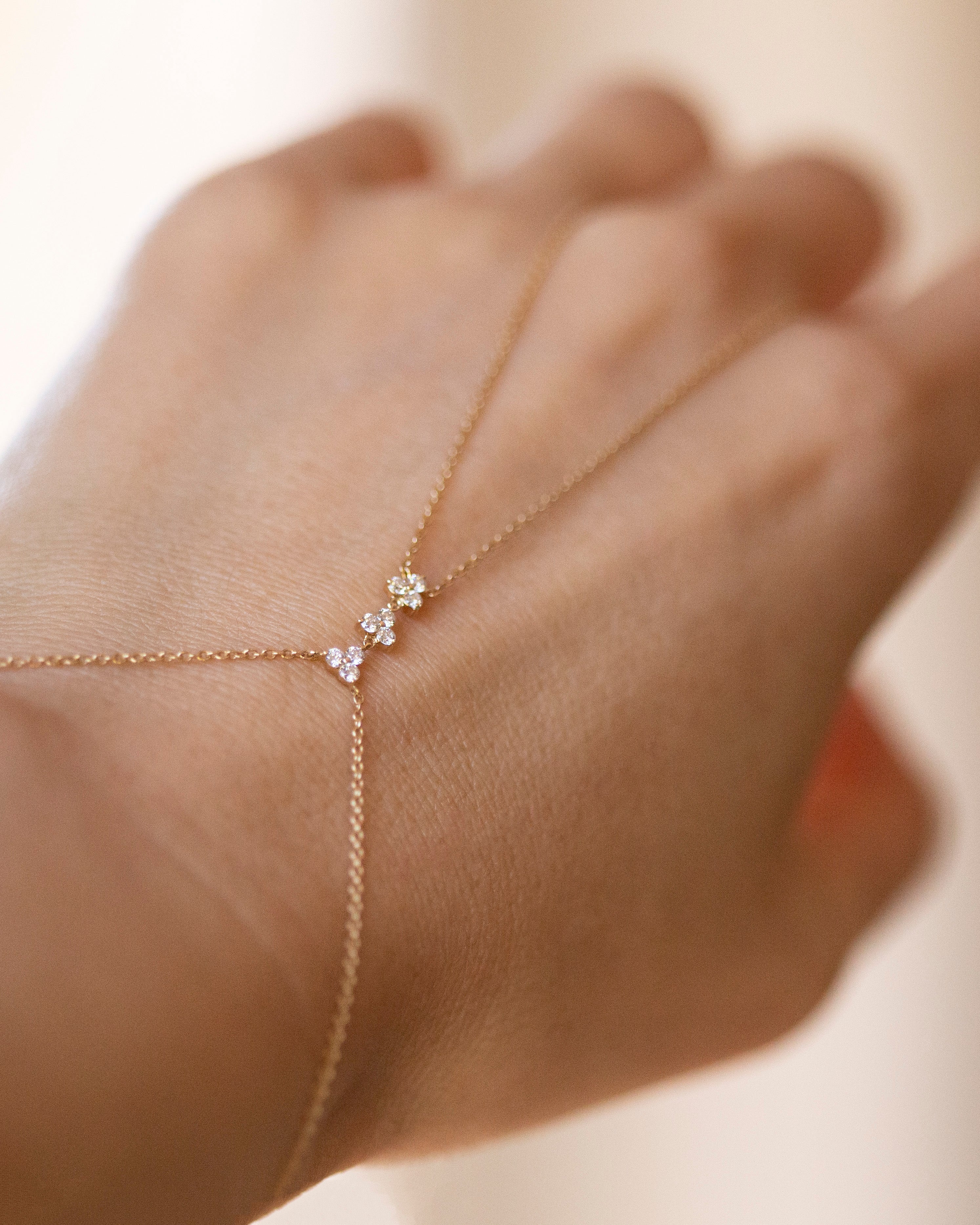 Trio Diamond Hand Chain Bracelet - Image 6