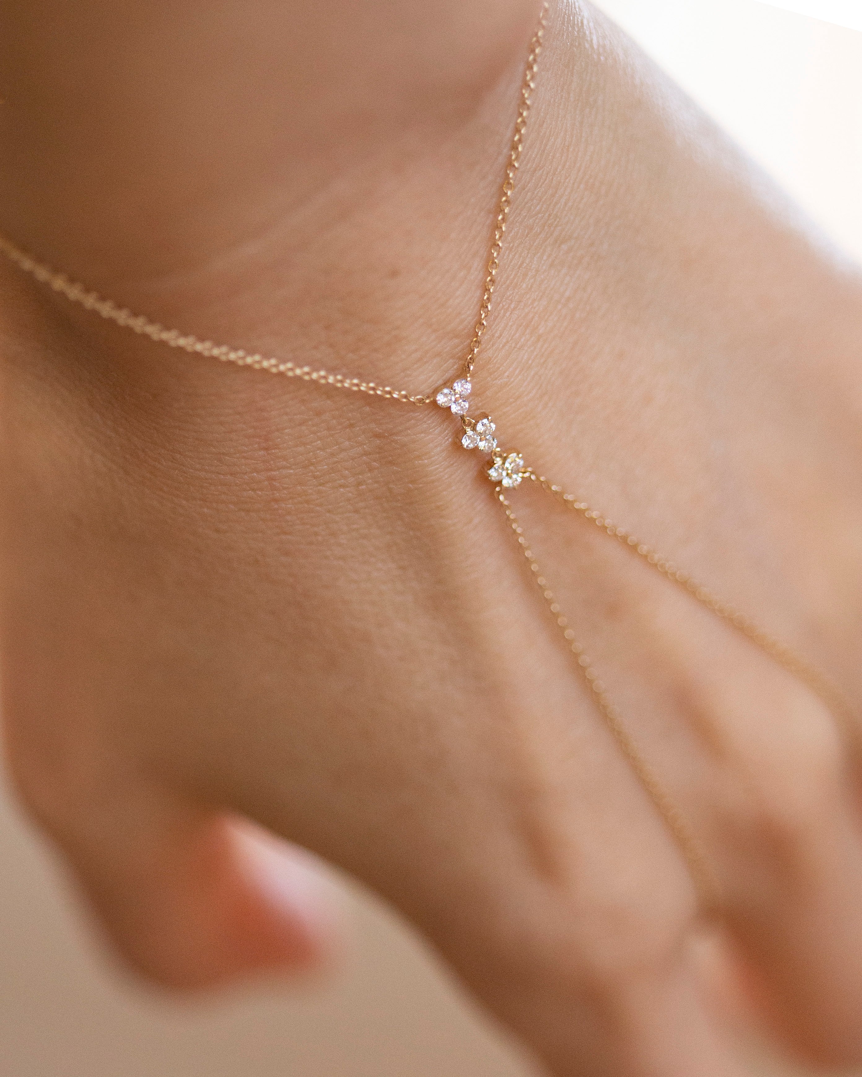 Trio Diamond Hand Chain Bracelet - Image 7