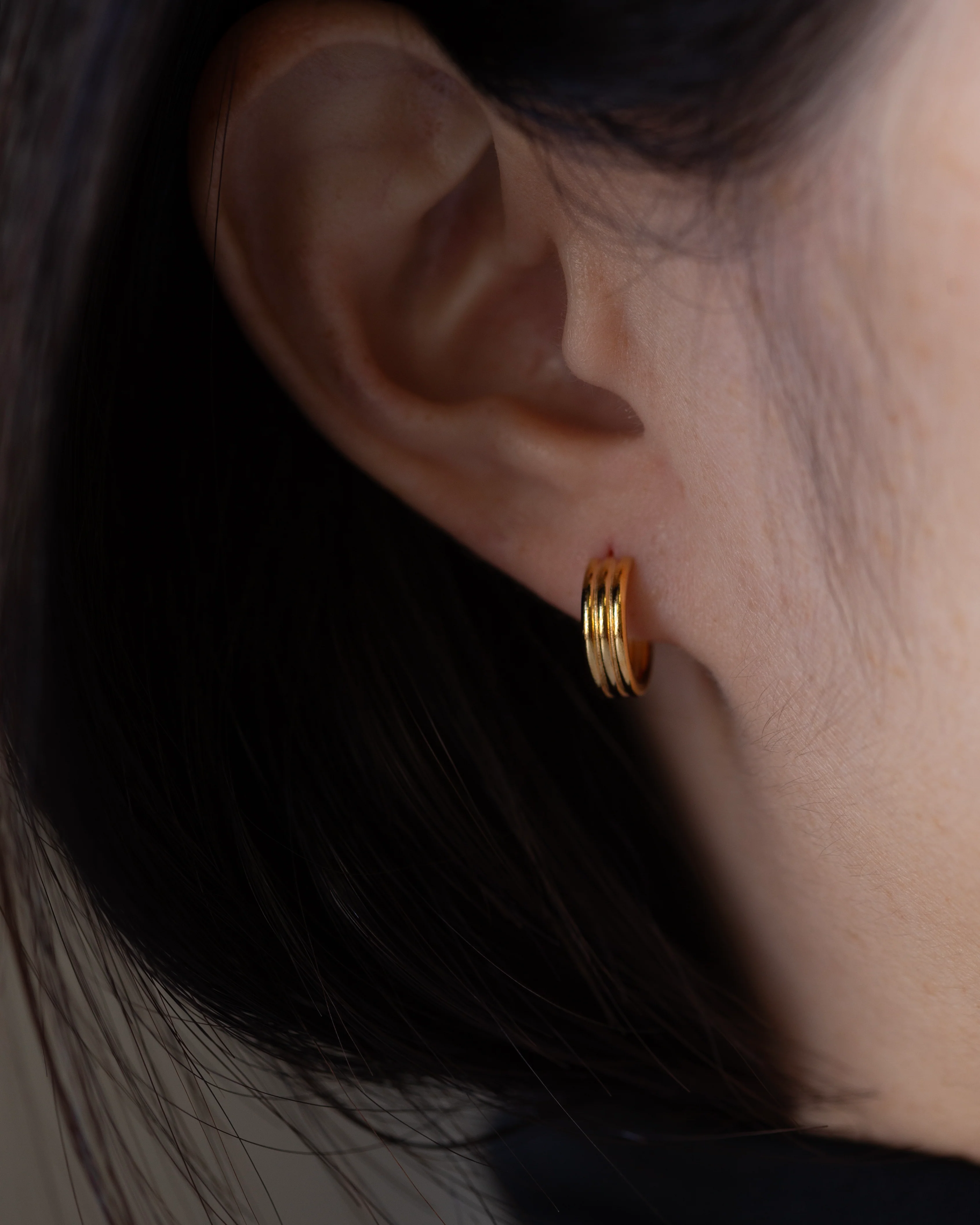Triple Row 3/4 Hoop Earrings - Image 2