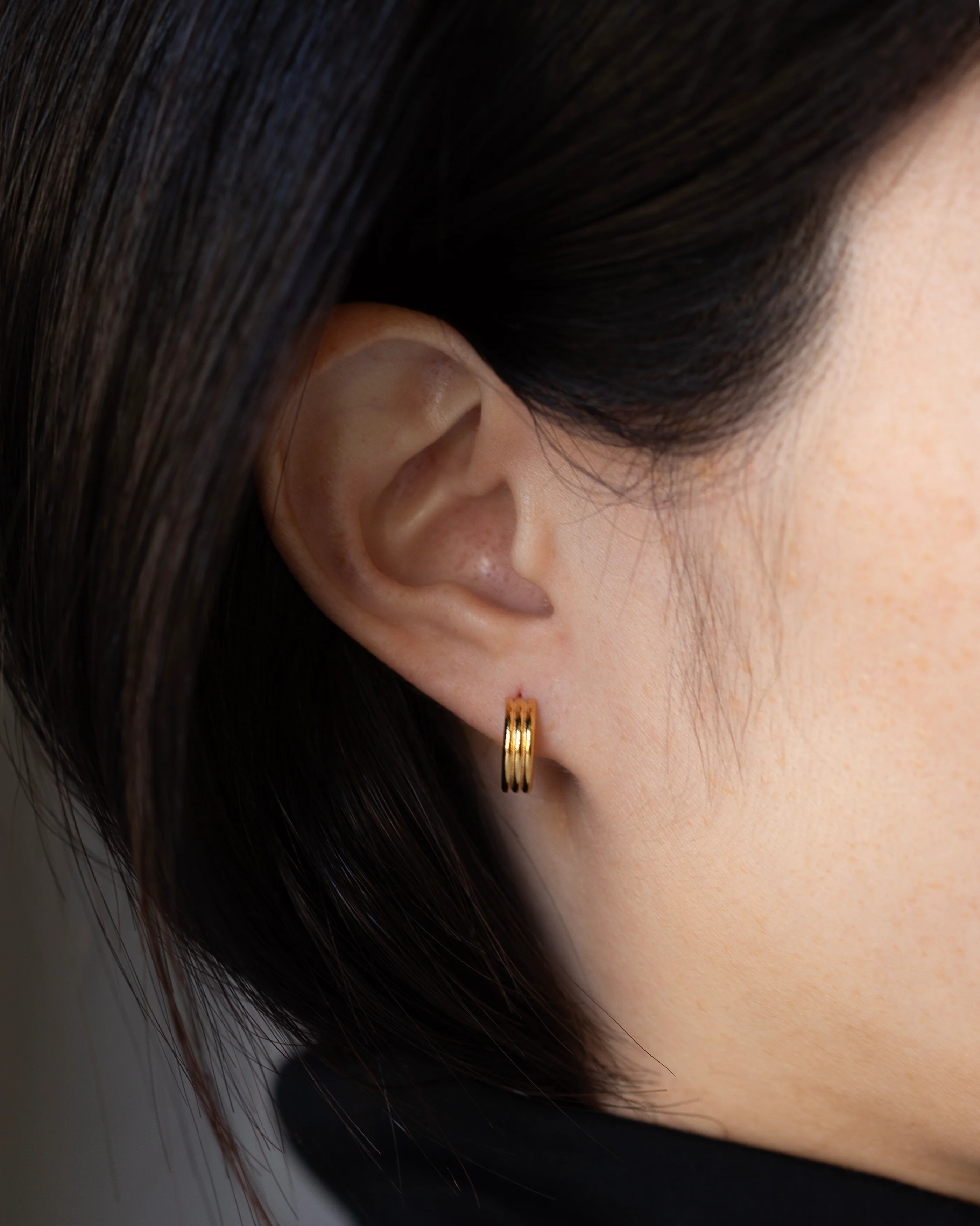 Triple Row 3/4 Hoop Earrings - Image 4